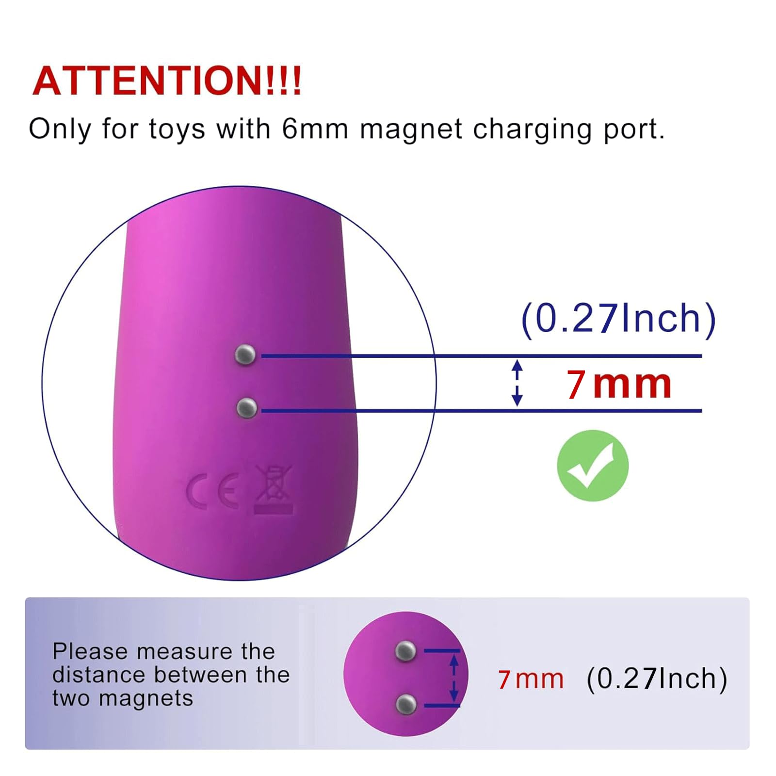 Magnetic Usb Dc Charger Cable 2.7Ft Replacement Charging Cord For Rechargeable Toys Massagers Electric Toothbrush (7Mm)