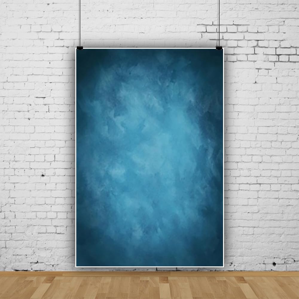Laeacco 5x7ft Blue Vinyl Backdrop - Blurry Abstract Photography Background for Kids, Adults, Pets, and Newborn Portraits