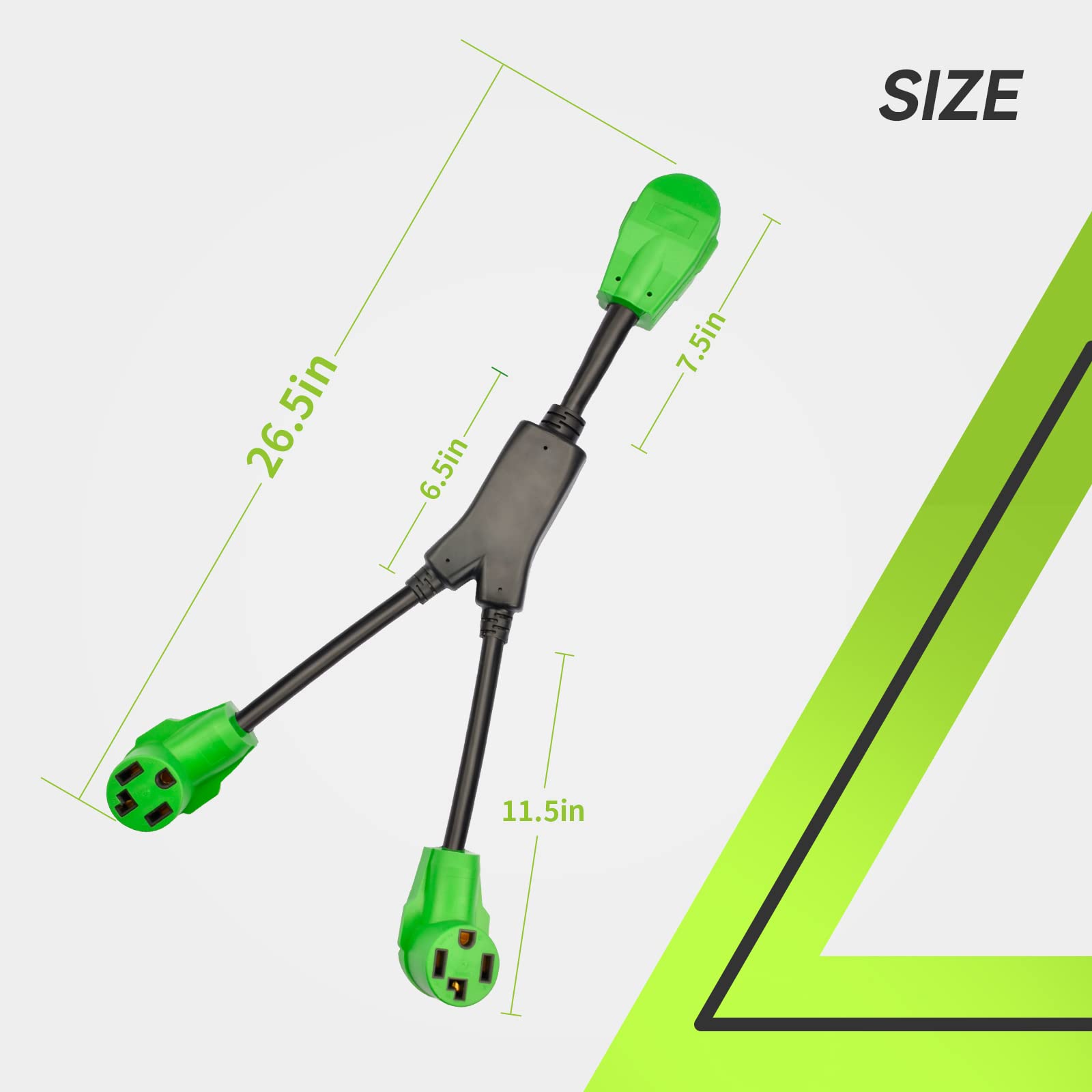 Rvmate 4 Prong Dryer Splitter 30 Amp, Nema 14 30P To (2)14 30R Y Receptacle 26.5 Inch, Waterproof Pvc Jacket Built To Last