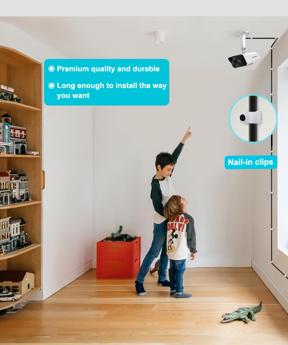 Basesailor 12V Dc Extension Cable 20Ft 2 Pack,5V 9V 24V 2.1Mm X 5.5Mm 5521 Power Supply Adapter Long Flat Extender Cord,Female T