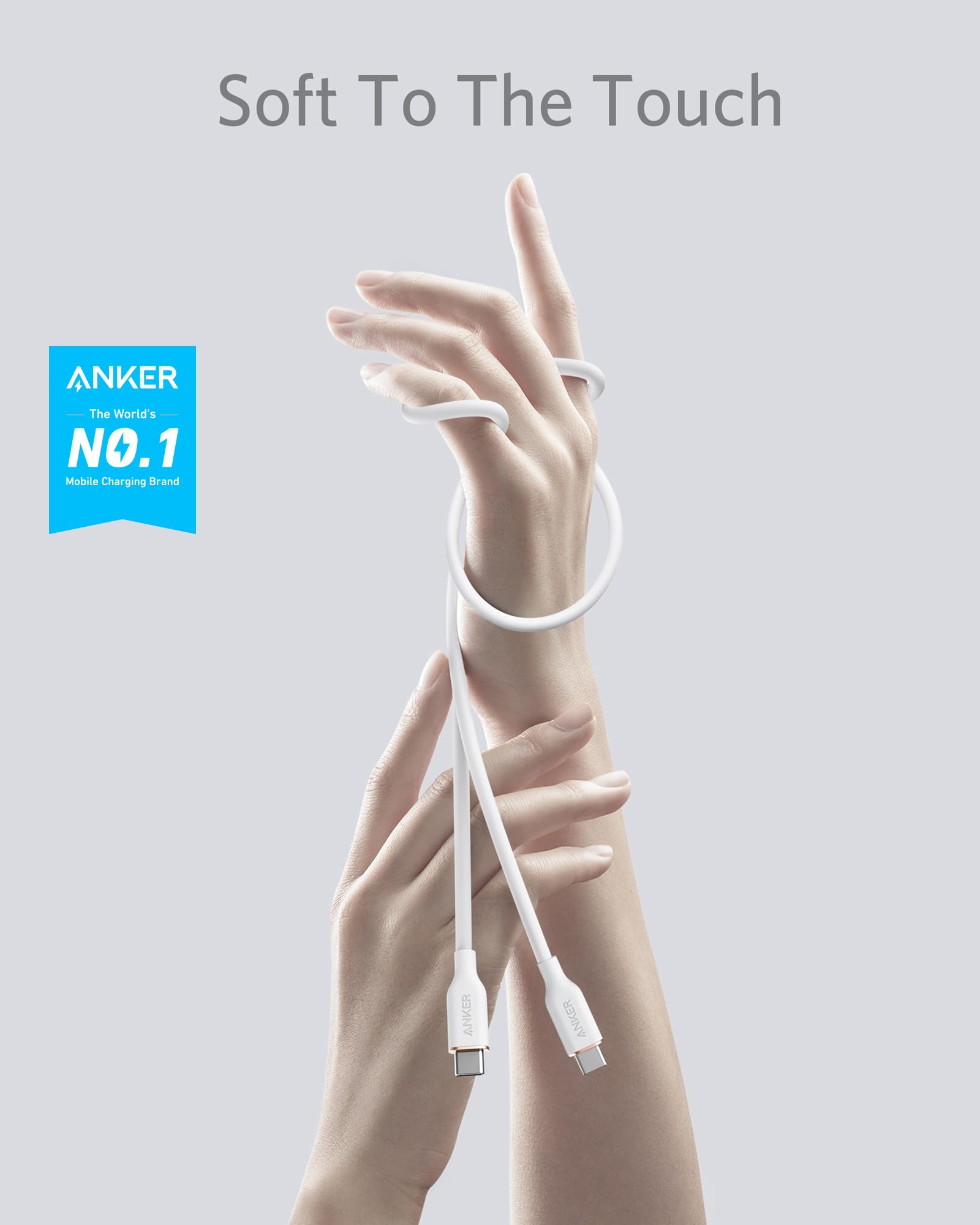 Anker 100W 6Ft Usb C Charging Cable For Iphone 15, Macbook Pro 2020, Ipad Pro 2020, Galaxy S23   Cloud White
