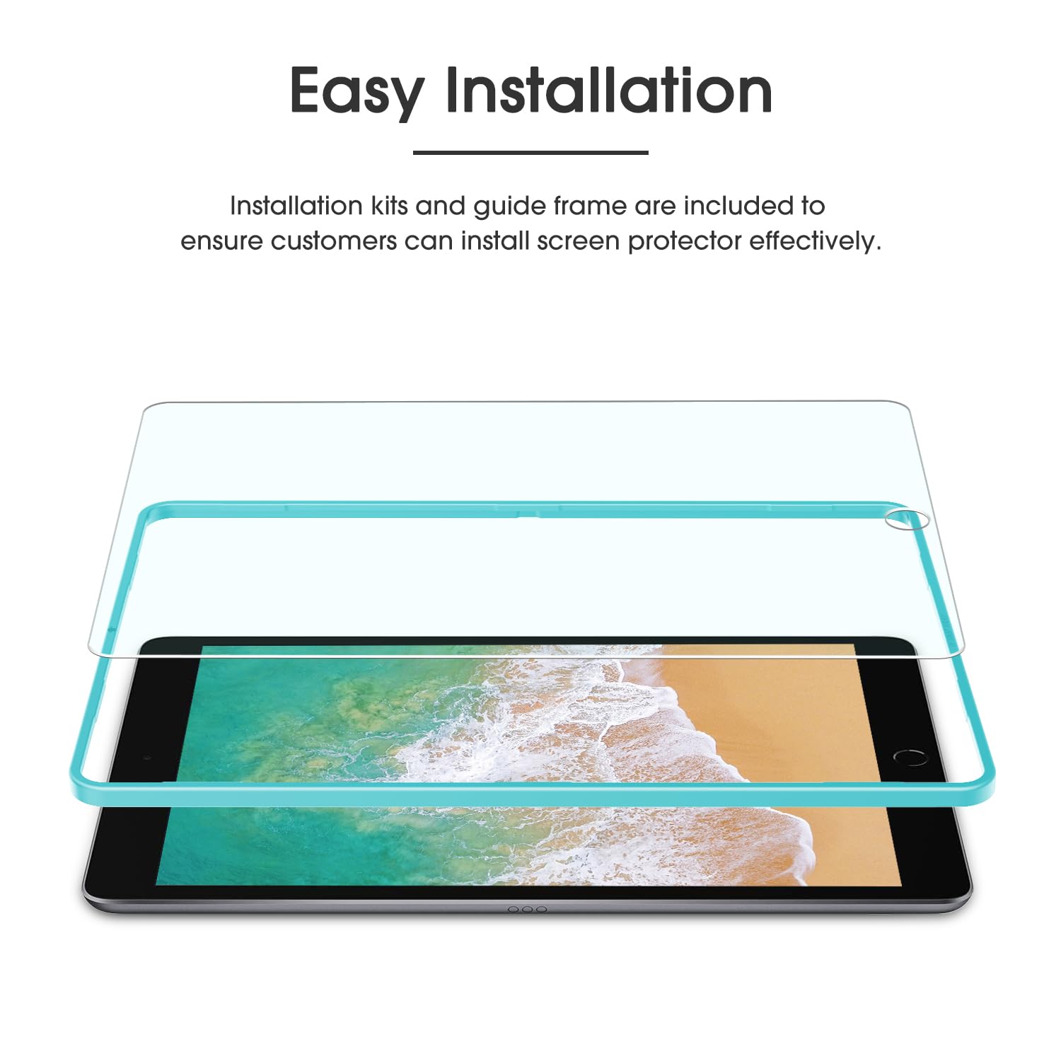 Omoton 3 Pack Screen Protector For Ipad 6Th 5Th Generation, Tempered Glass Screen Protector Compatible With Apple Ipad Pro 9.7 / Ipad Air 2 / Ipad Air 9.7 Inch With Alignment Frame, Case Friendly