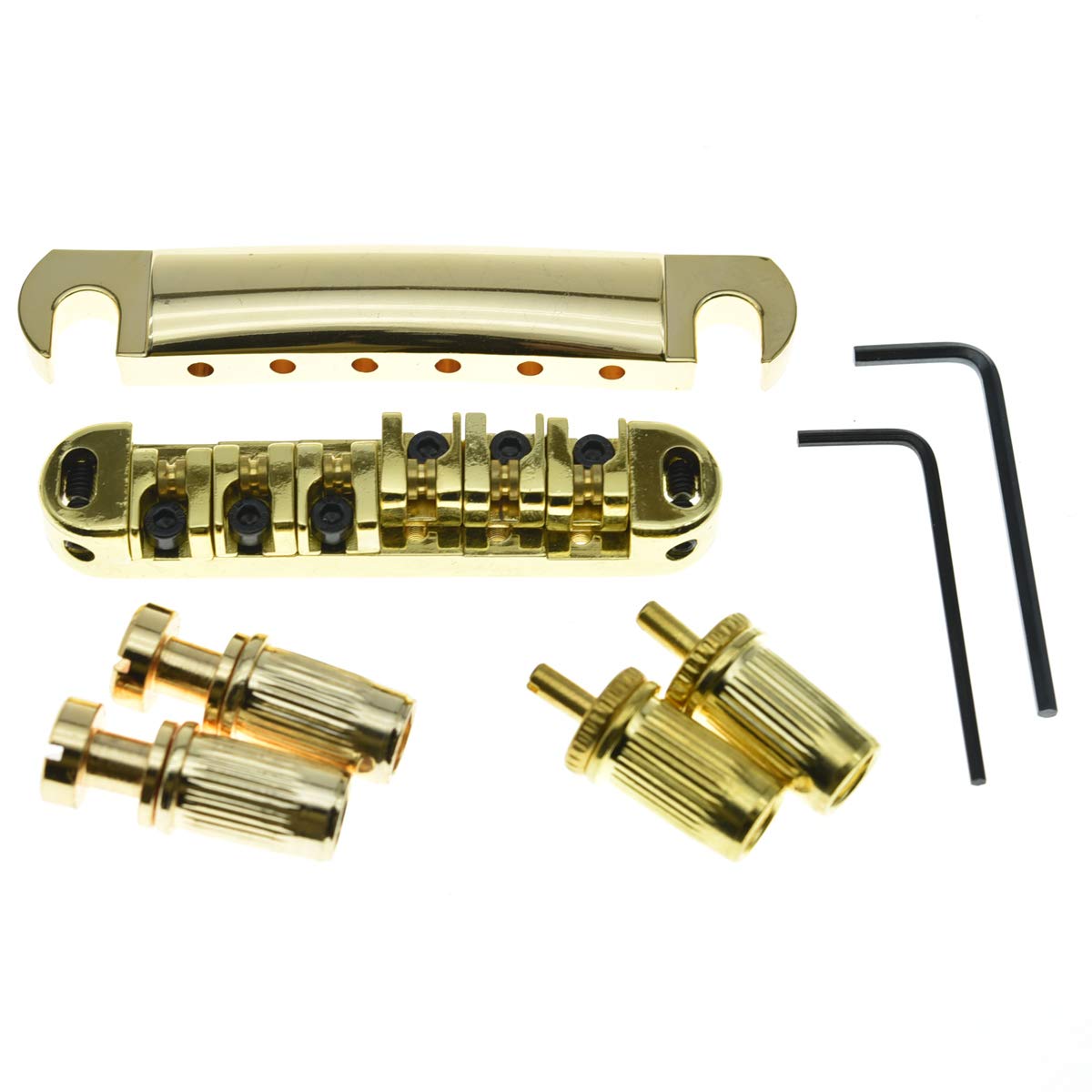KAISH LP Tune-o-matic Roller Saddle Bridge Tailpiece Stopbar Set for Les Paul Gold