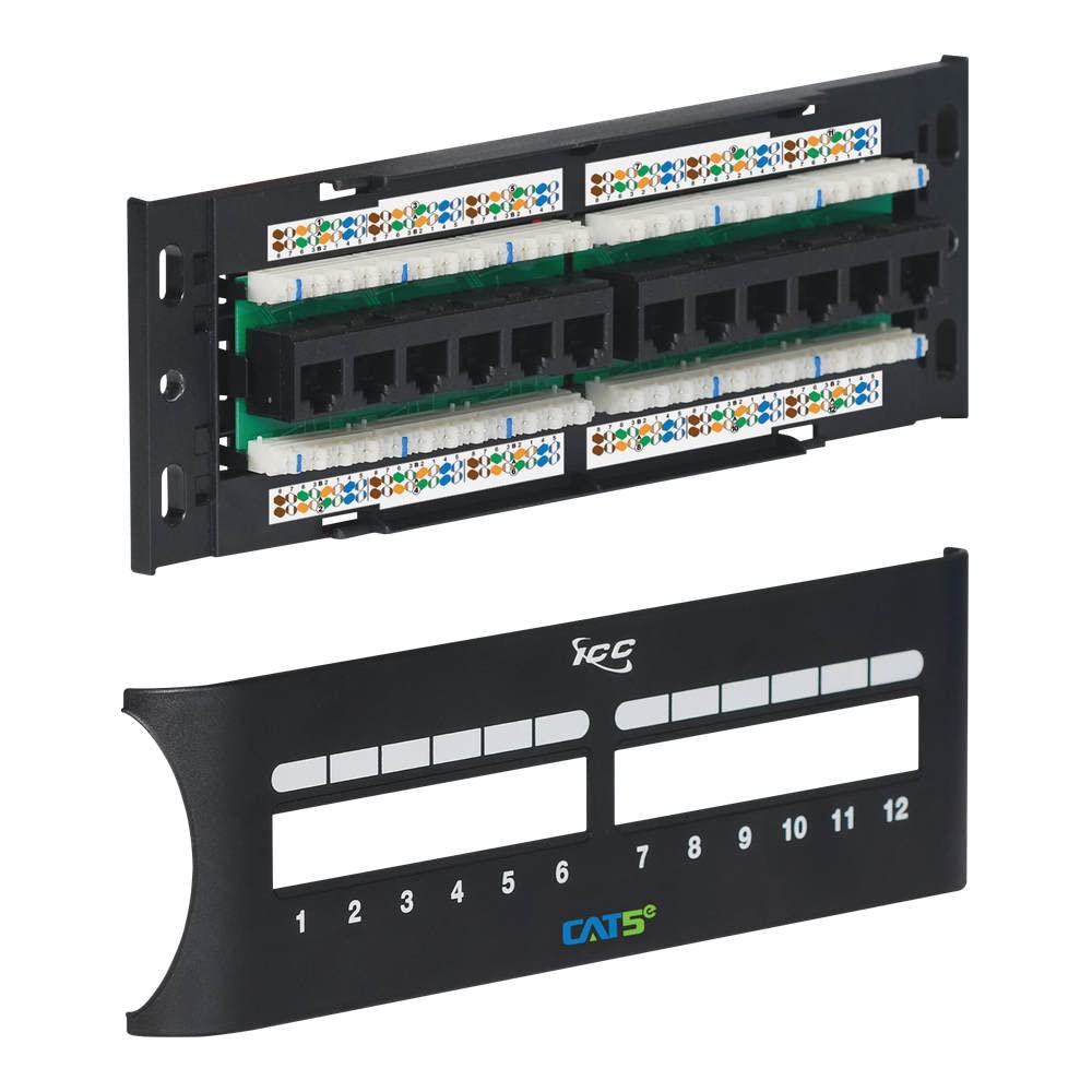 Icc Cat5E Zero U Front Access Patch Panel With 12 Ports