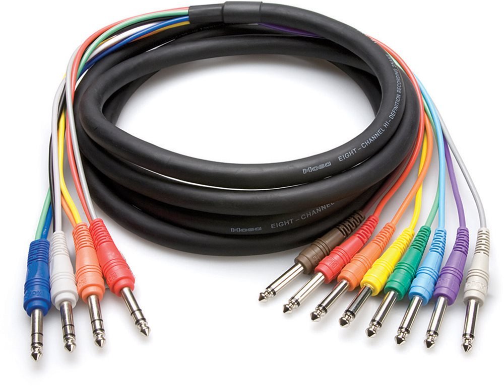 Hosa STP-802 1/4 TRS to Dual 1/4 TS Insert Snake, 2 Meters