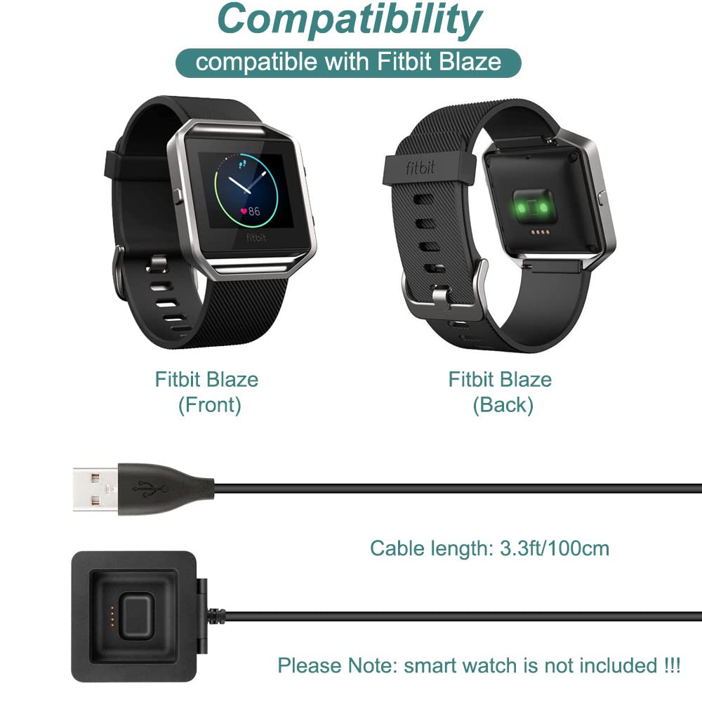 Kissmart Charger For Fitbit Blaze, Replacement Charging Cable Dock Adapter Usb Cord For Fitbit Blaze Smart Fitness Watch [3.3Ft/