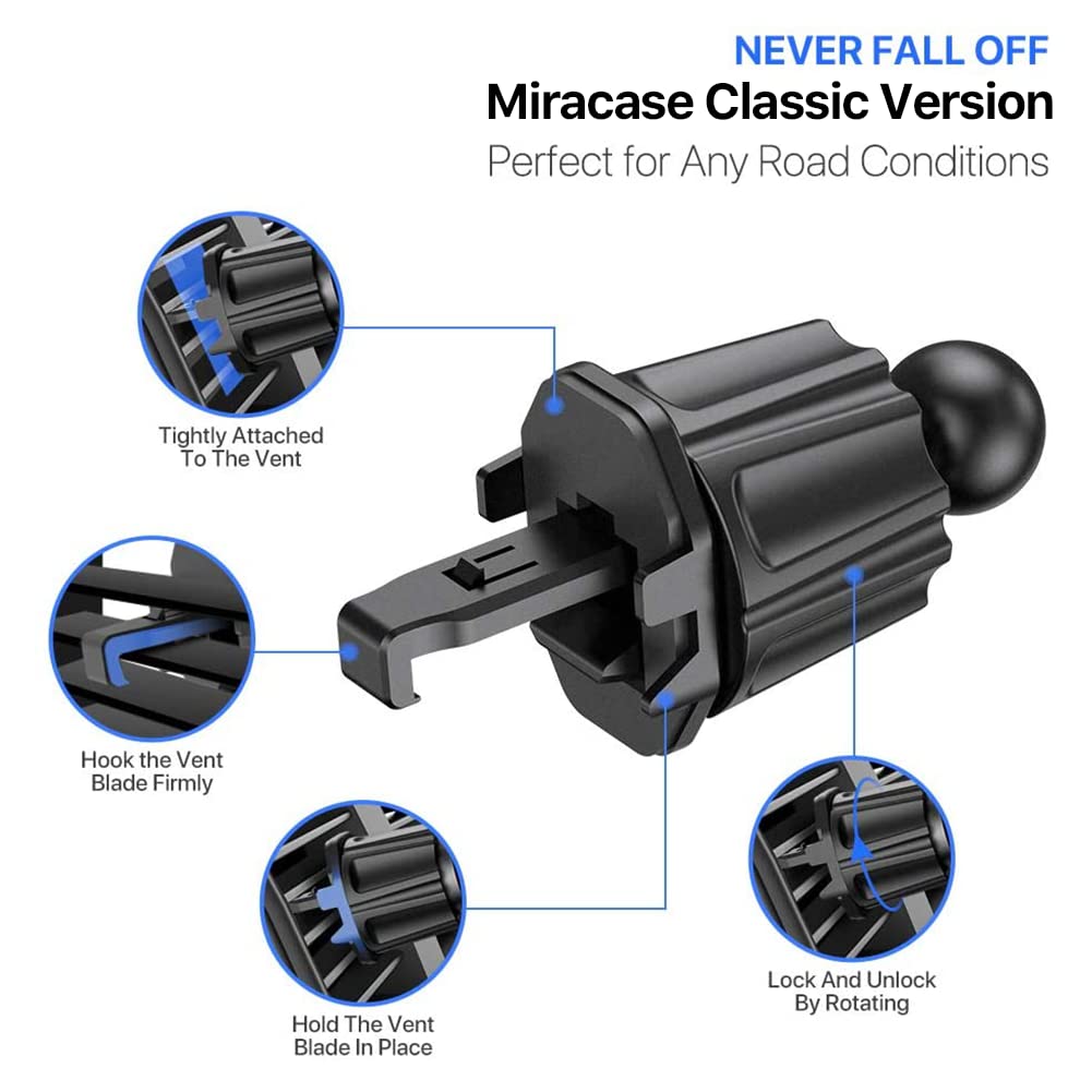 Miracase Phone Holders For Your Car With Newest Metal Hook Clip, Air Vent Cell Phone Car Mount, Hands Free Universal Automobile