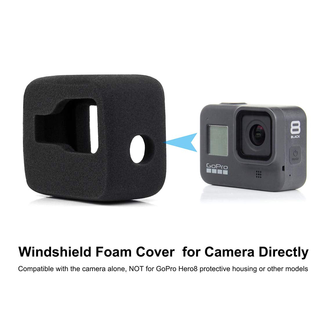 Gepuly 2 Pack Windslayer Cover Housing Frame Case For Gopro Hero 8 Black, Reduces Wind Noise For Optimal Audio Recording
