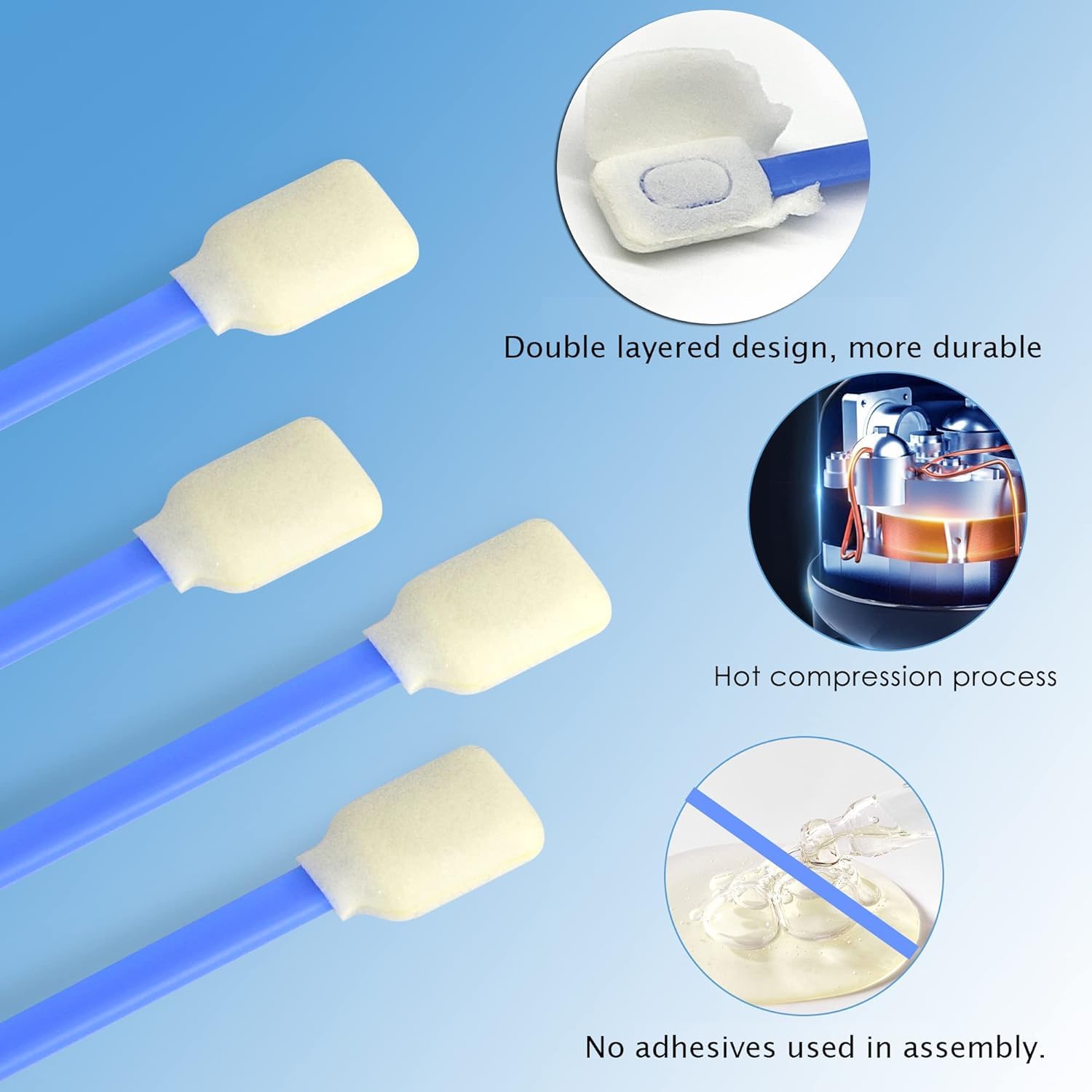 Wellgler'S Foam Cleaning Swabs,For Electronics, Lab, Dust Free Cleaning Sponge Tip Swabs For Printer Heads, Scanners, Camera Len