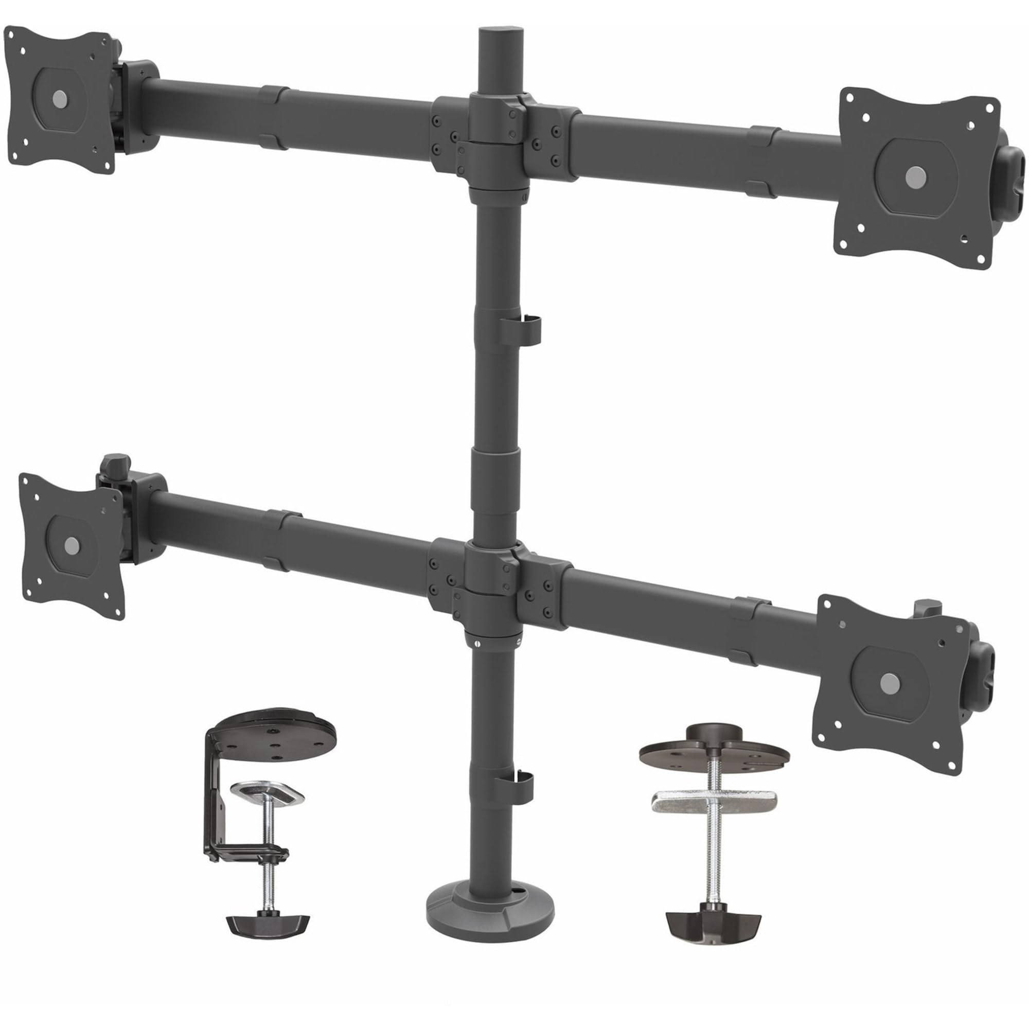 Startech.Com Desk Mount Quad Monitor Arm   Ergonomic Vesa 4 Monitor Mount 2X2 Up To 27''   Articulating & Height Adjustable Pole