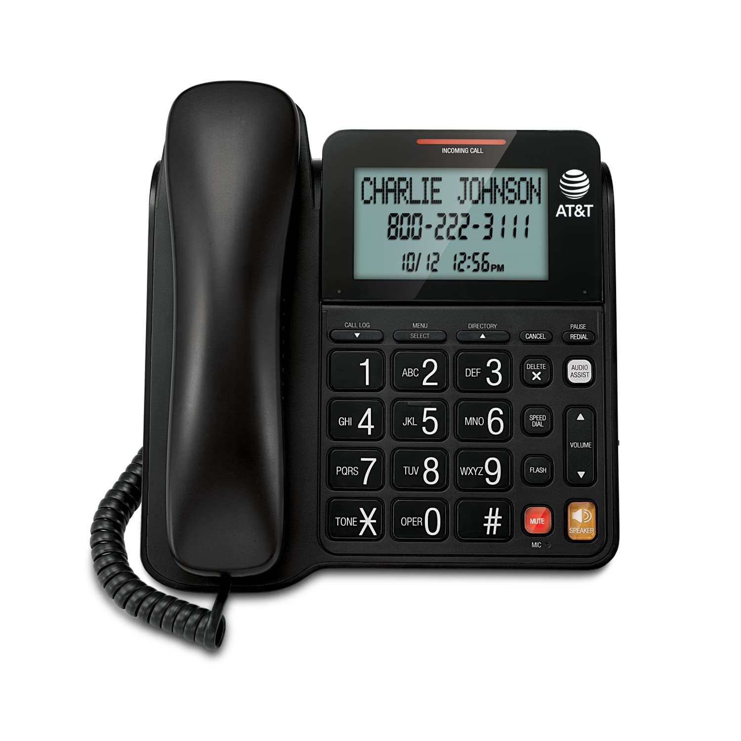 At&T Cl2940 Corded Phone With Speakerphone, Extra Large Tilt Display/Buttons, Caller Id/Call Waiting And Audio Assist, Black