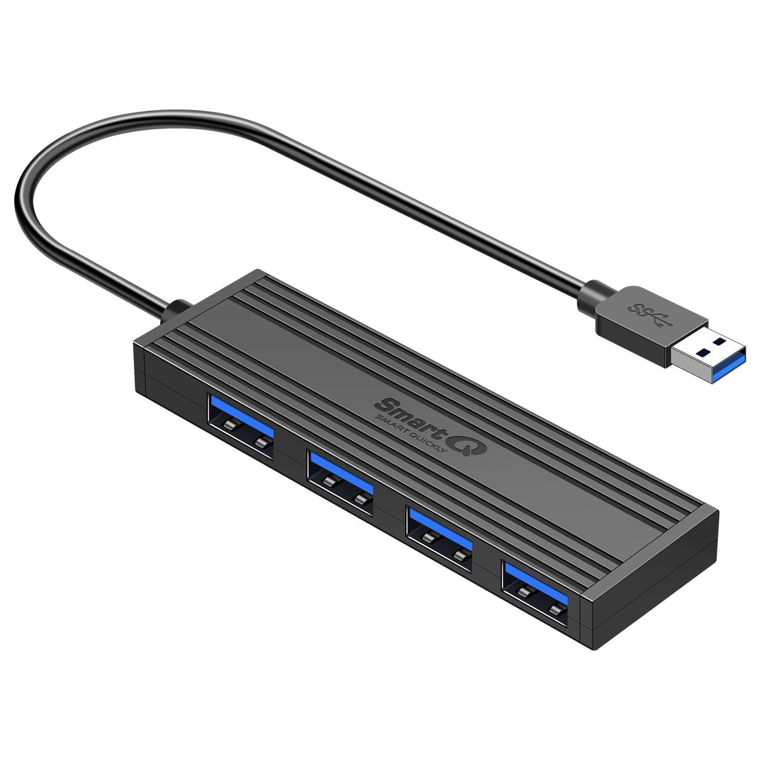 SmartQ 4-Port USB 3.0 Hub, High-Speed Data Hub, USB Port Expander for Laptop, PC, iMac, Surface Pro, XPS, Flash Drives, Mobile H