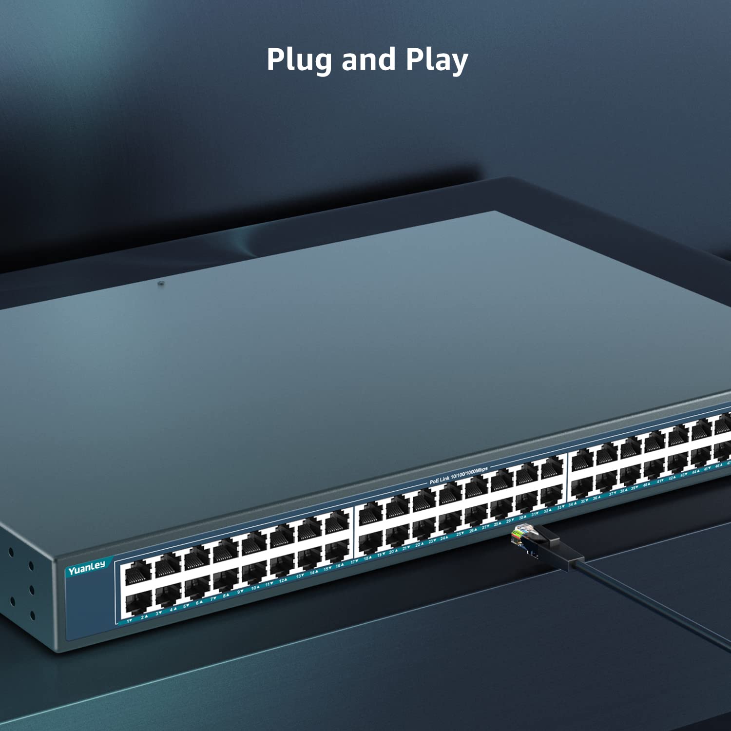 Yuanley 48 Port Gigabit Poe Switch Unmanaged With 2 1000Mbps Sfp Uplink, 50 Port 802.3Af/At 800W High Power Poe+ Network Switch,