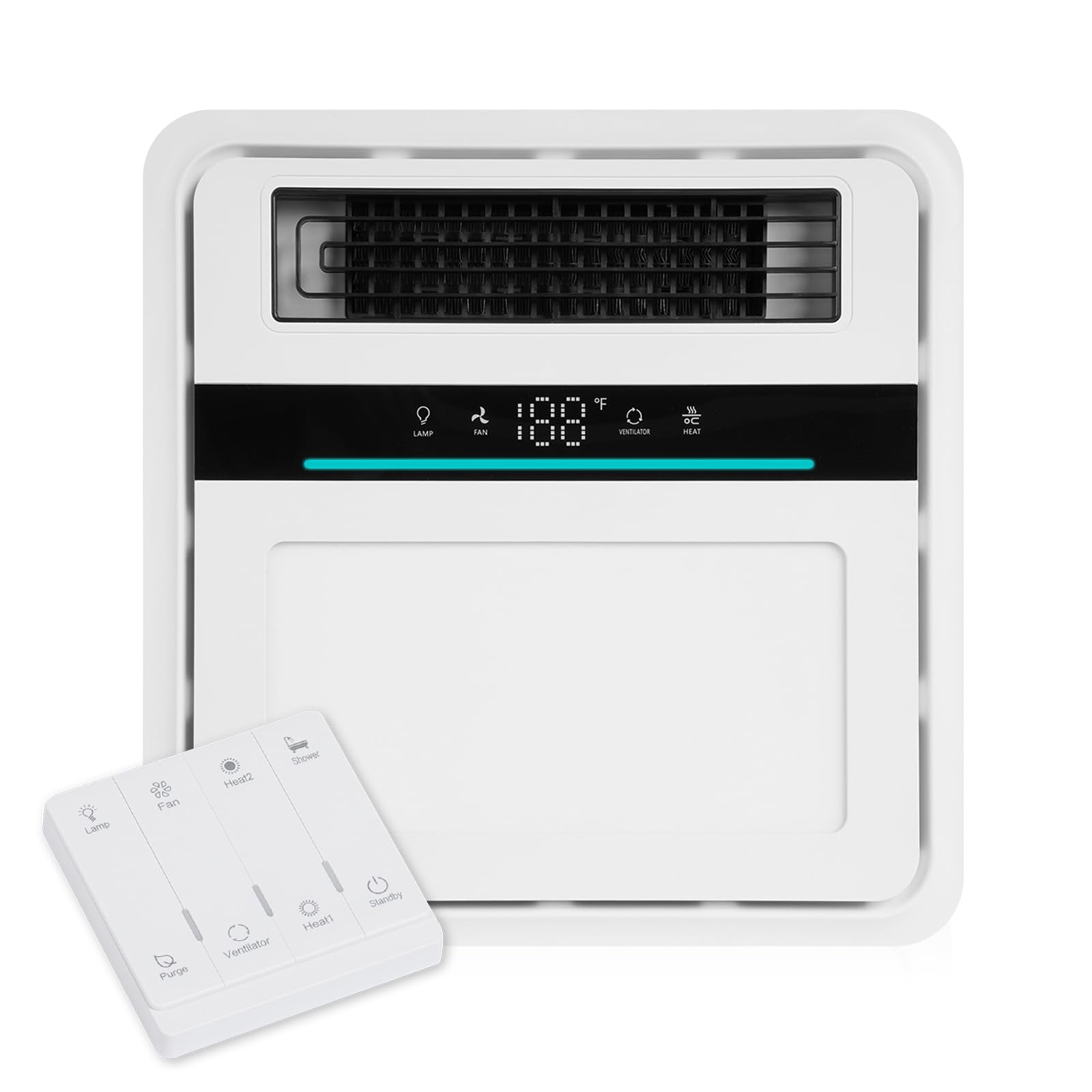 Vallisco Bathroom Exhaust Fan With Light And Heater, 4 In 1 Bathroom Fan With Heater, 1700W Heating Power, 140 Cfm Remote Contro