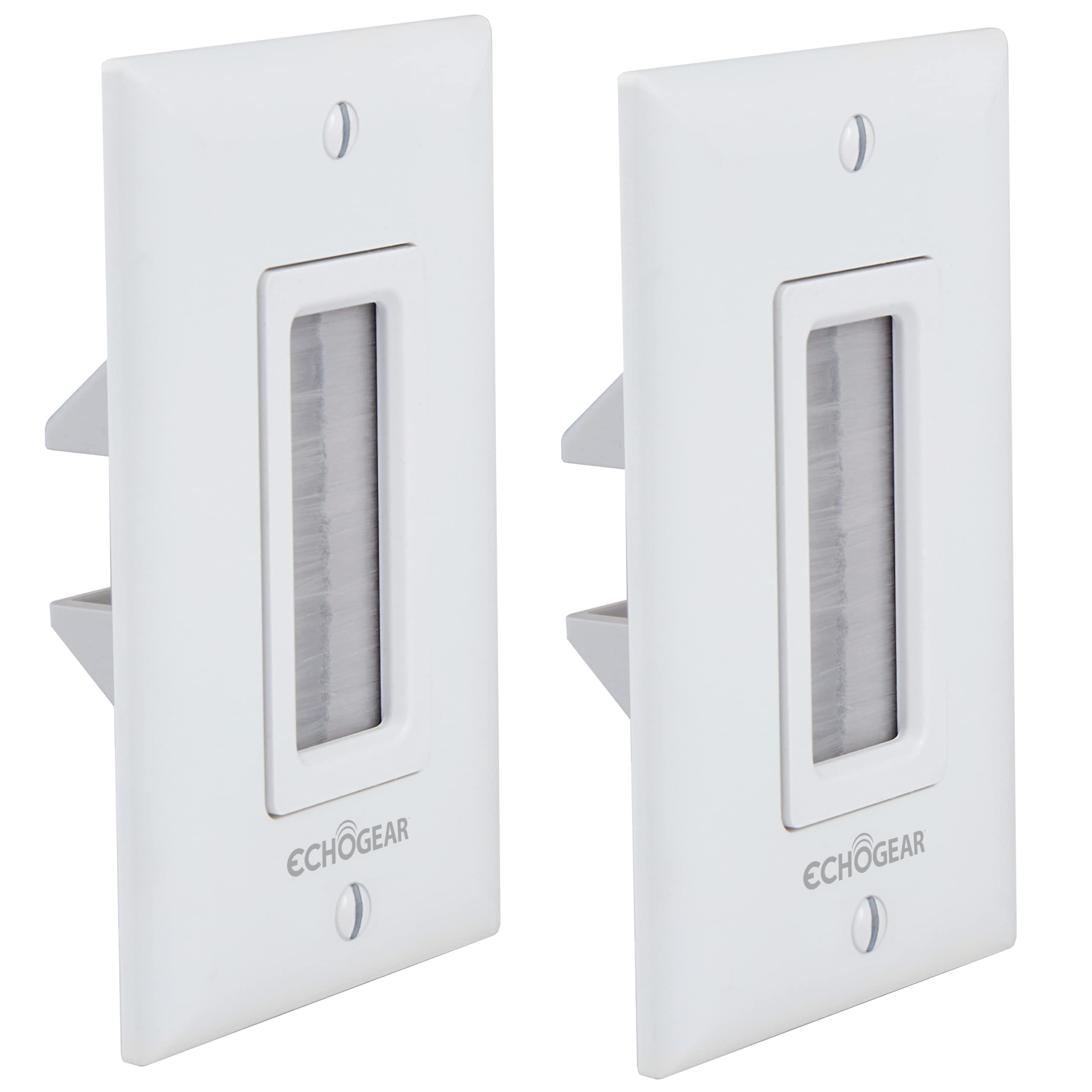 ECHOGEAR Wall Brush Plate for Hiding Up to 8 Low Voltage Cables - Sturdy Brushes with Cable Catching Design - Ideal Cable Pass T