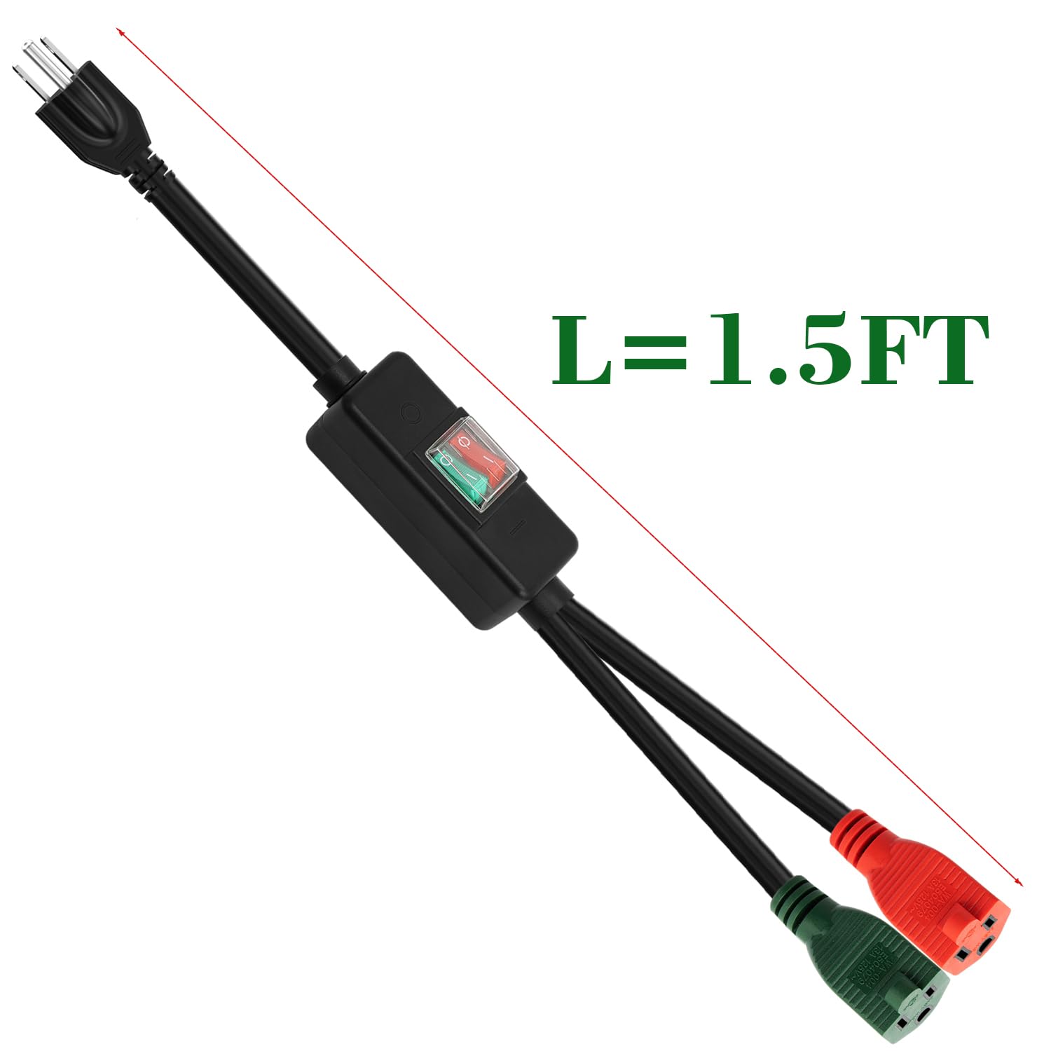 3 Prong Outdoor Waterproof Extension Switch Cord, Inline On/Off Switch Extension Cord, Sjtw 14Awg 3C Ip57 Waterproof,15A 125V He