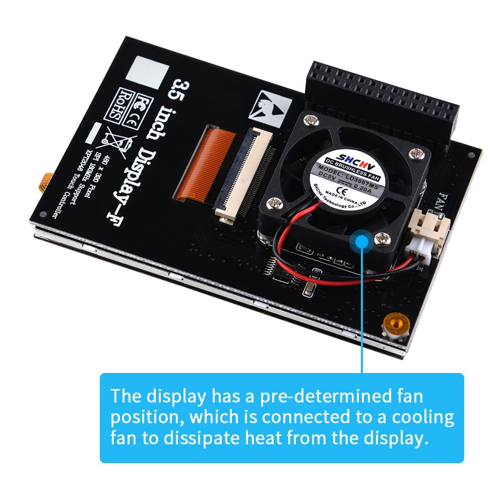 Geeekpi 3.5 Inch Touch Screen With Case For Raspberry Pi 4, With Fan And Heatsinks, 320X480 Resolution Tft Lcd Display For Raspb