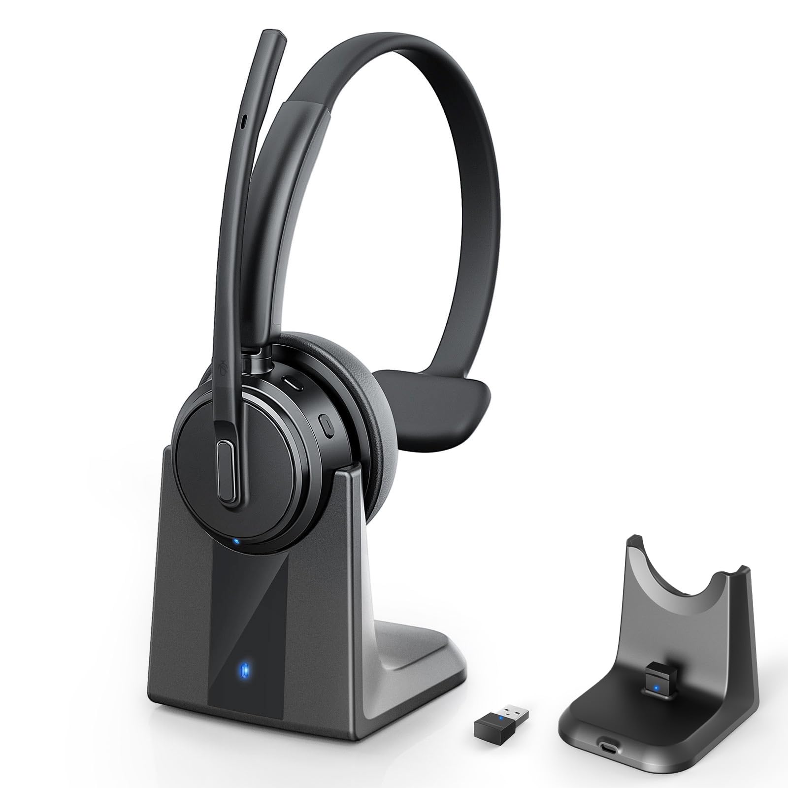 Wireless Headset with Mic for Work, Bluetooth Headset ENC Noise Cancelling