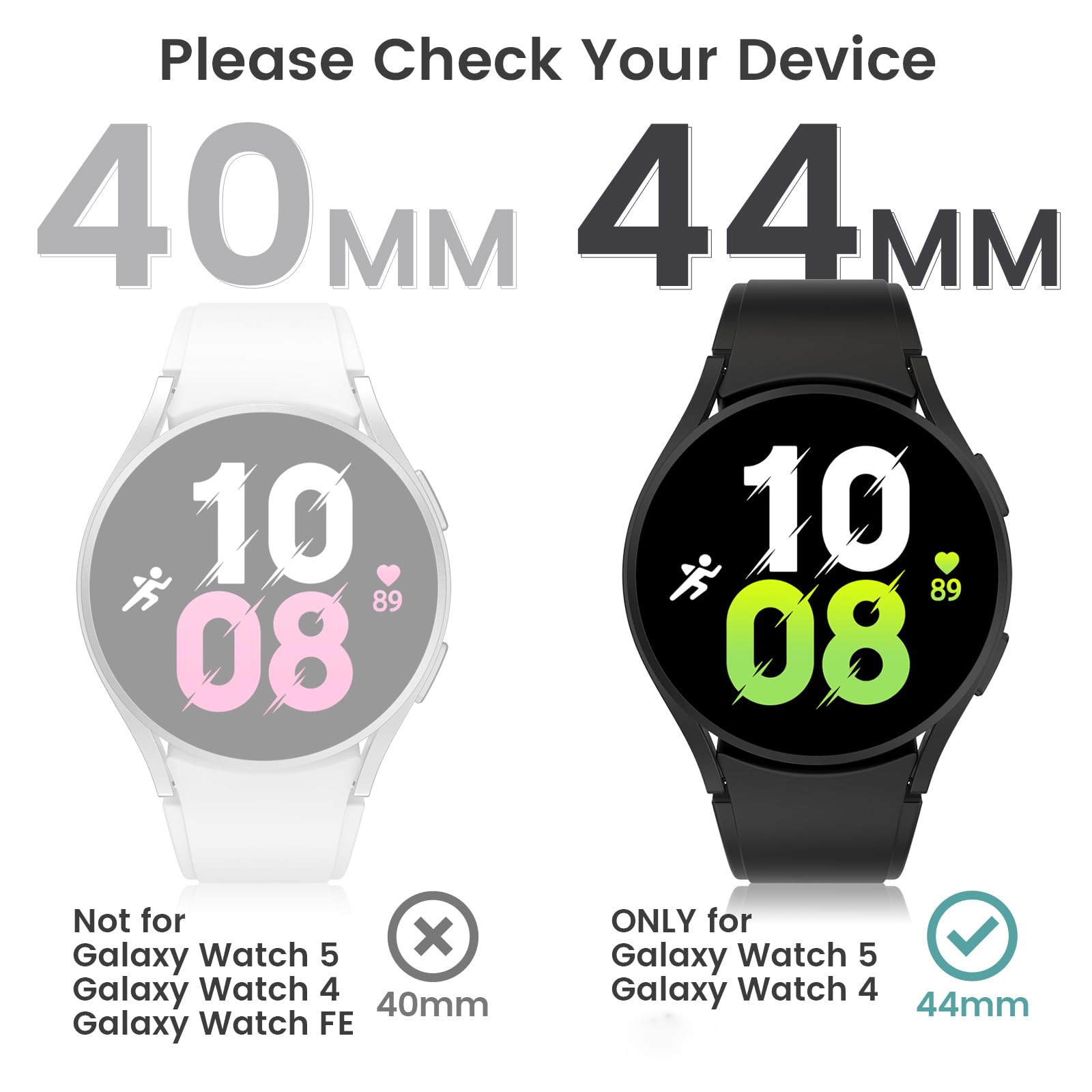 Tensea [4+4Pack] For Samsung Galaxy Watch 5 2022/4 2021 Screen Protector And Case 44Mm, Anti-Fog Tempered Glass Protective Film/