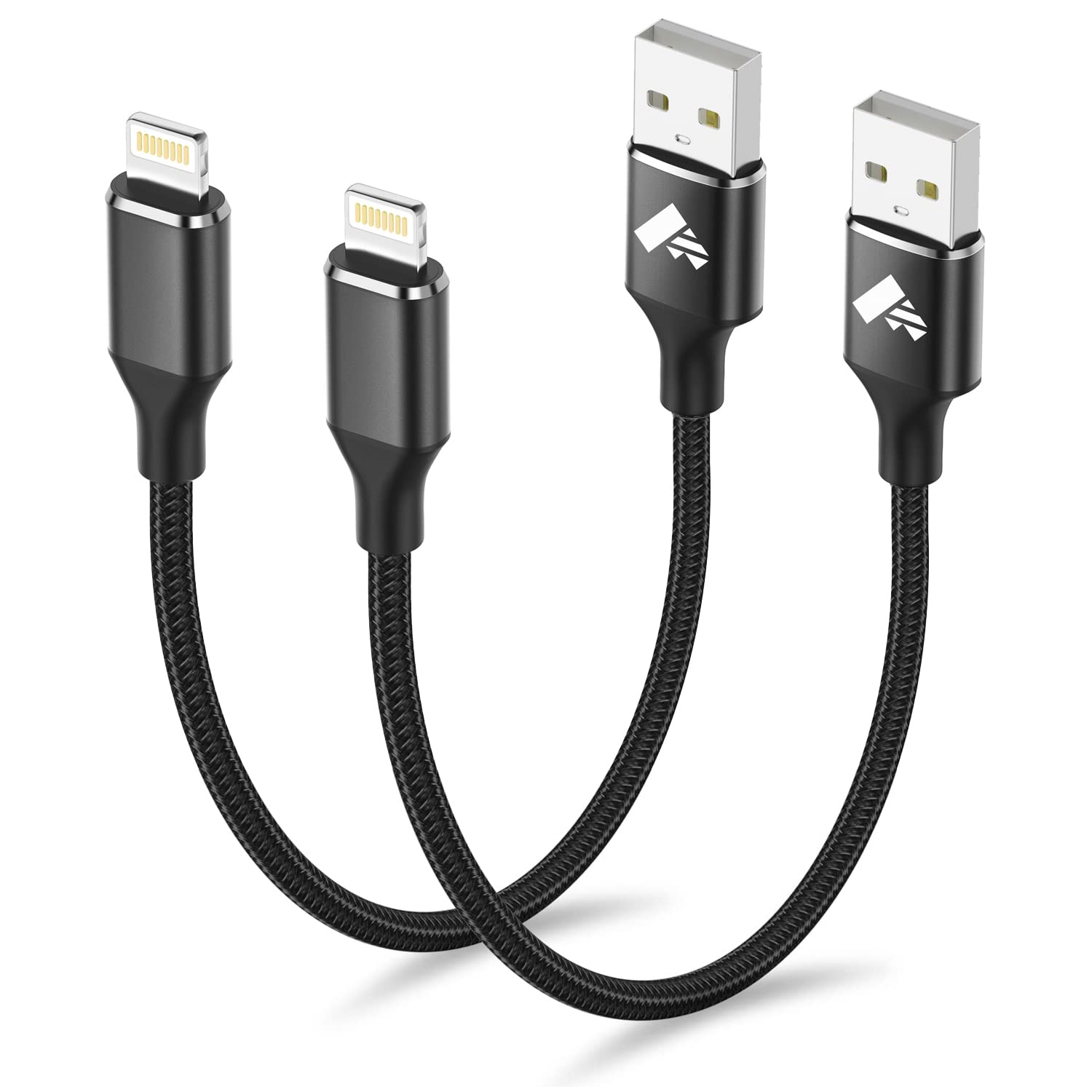 Aioneus Short Lightning Cable 1Ft 2Pack, [Apple Certified] 1 Foot Iphone Cable Fast Charging Nylon Braided 12 Inch Charger Cord Compatible With Iphone 14 13 12 11 Pro Xs Max Xr 8 7Plus Se