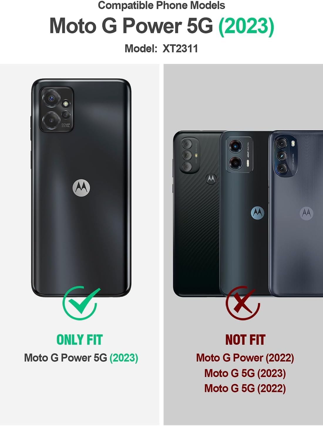 For Motorola Moto G-Power-5G 2023 Case W/Tempered Glass Screen Protector(Full Coverage) [Full-Body][15Ft Mil-Grade][Built-In Kic