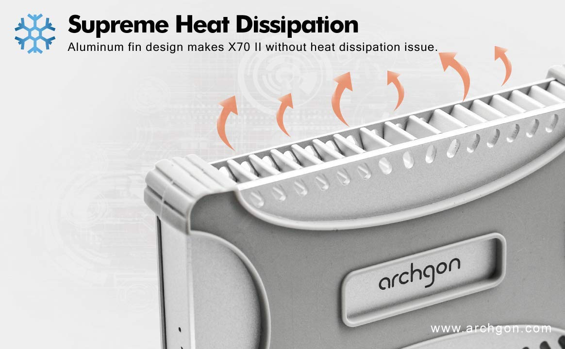 Archgon 1Tb Thunderbolt 3 Aluminum External Nvme Ssd Drive With Combo Thermal Pads And Silicone Protector Model X70 Ii (1Tb, Sil