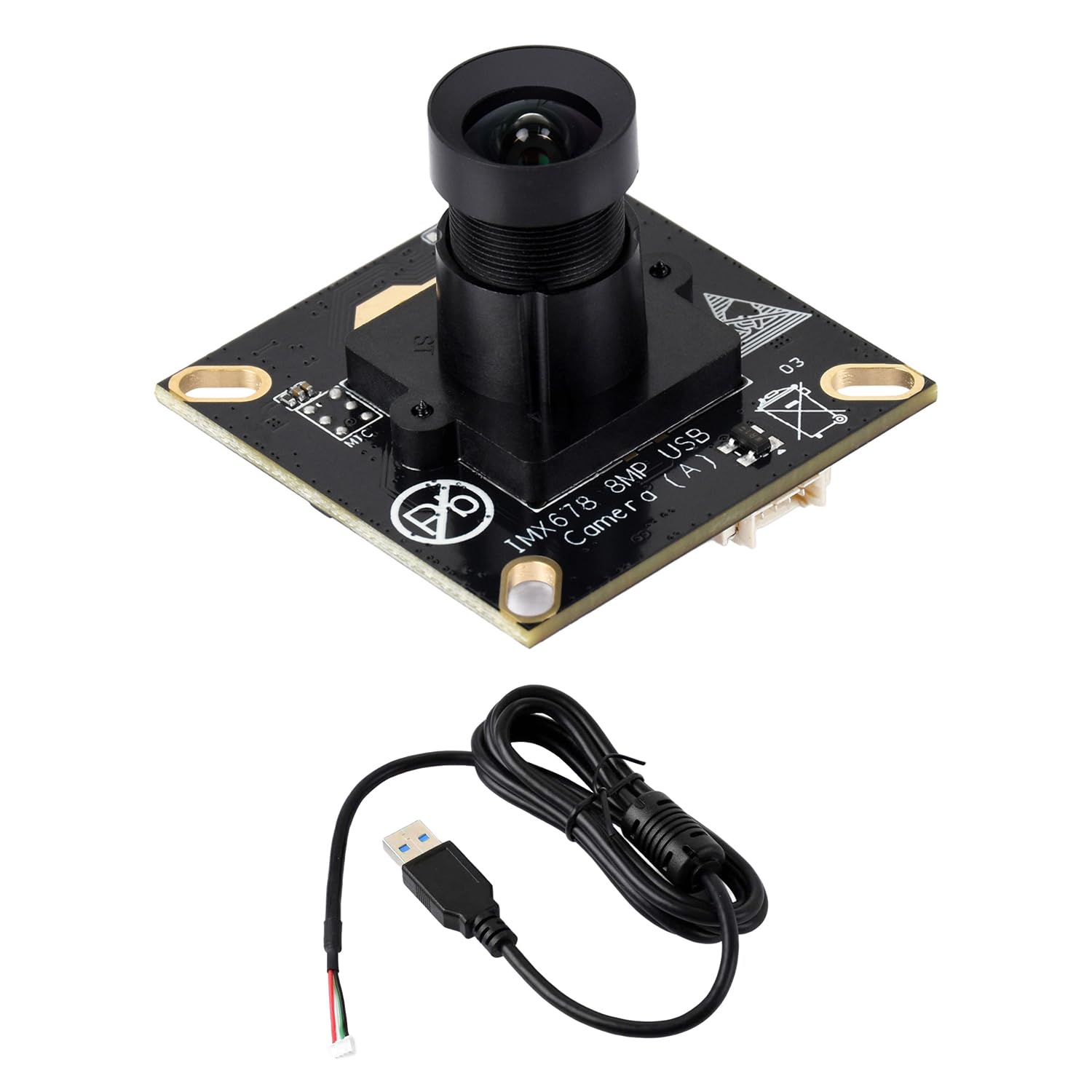 waveshare IMX678 8MP M12 USB Camera Module, IMX678 Sensor Chip, USB2.0 Port, Better Sensitivity in LowLight Condition, Easy to 