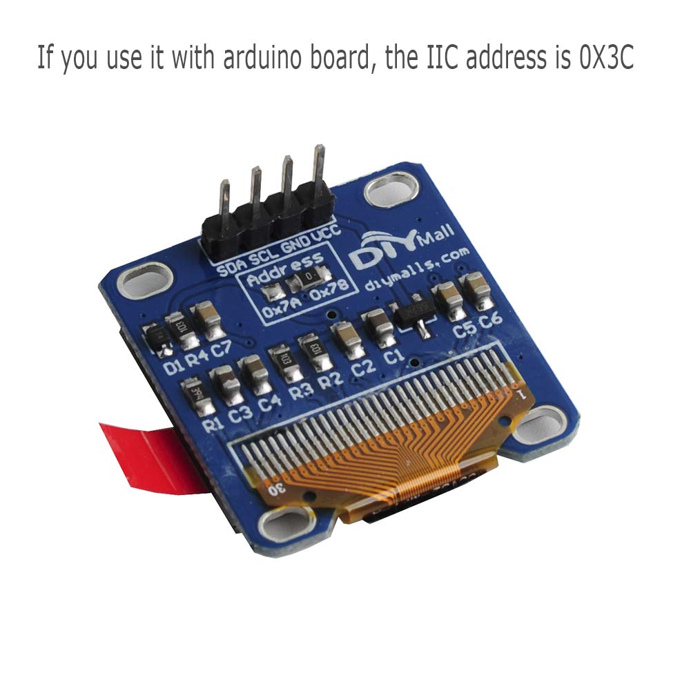 Diymall 0.96'' Oled Module I2C Iic Serial 128X64 Lcd Led White Light Ssd1306 Driver Display For Arduino Micro:Bit (Pack Of 2Pcs)