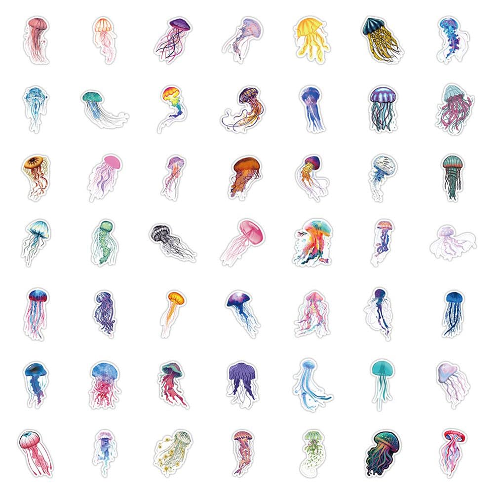 Jellyfish Stickers |50Pcs Jellyfish Waterproof Vinyl Decals For Water Bottles Laptop Luggage Cup Computer Mobile Phone Skateboar