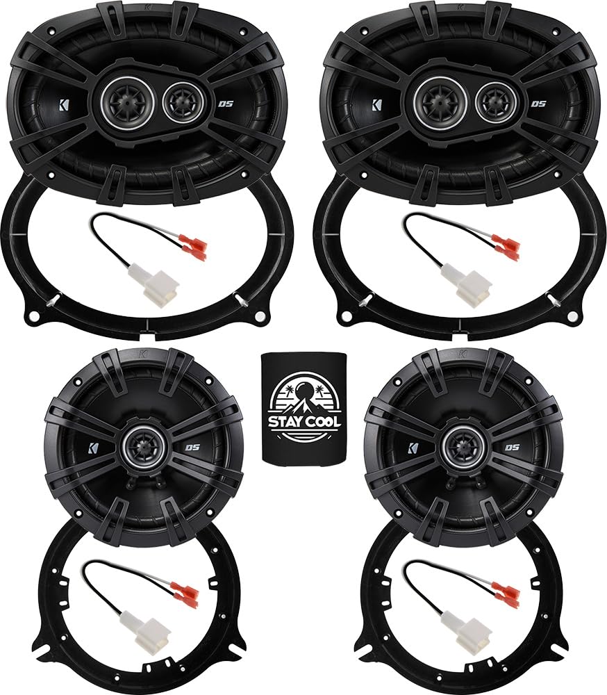 KICKER Speakers 6X9 & 6.5 inch for Nissan Titan/Titan XD 2017-2020 Upgrade Kit - 2 Pairs of DS Series with Adapters and Harness,