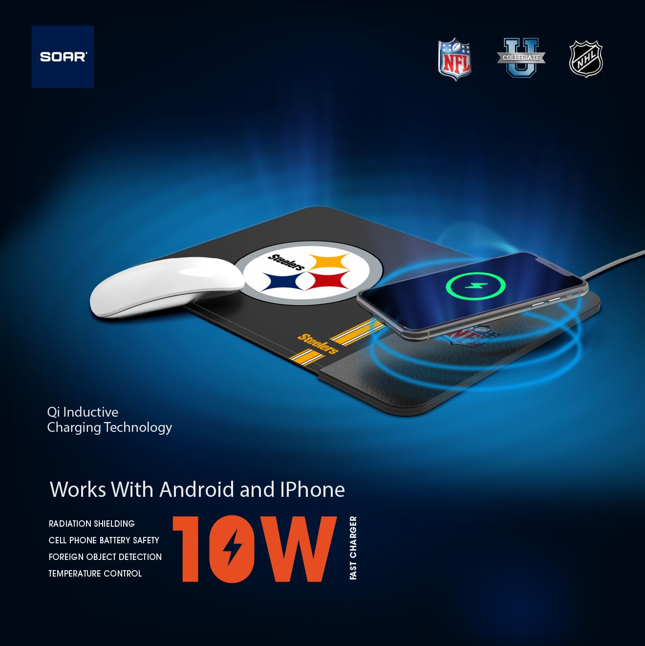 Soar Ncaa Wireless Charging Mouse Pad, Cal Golden Bears