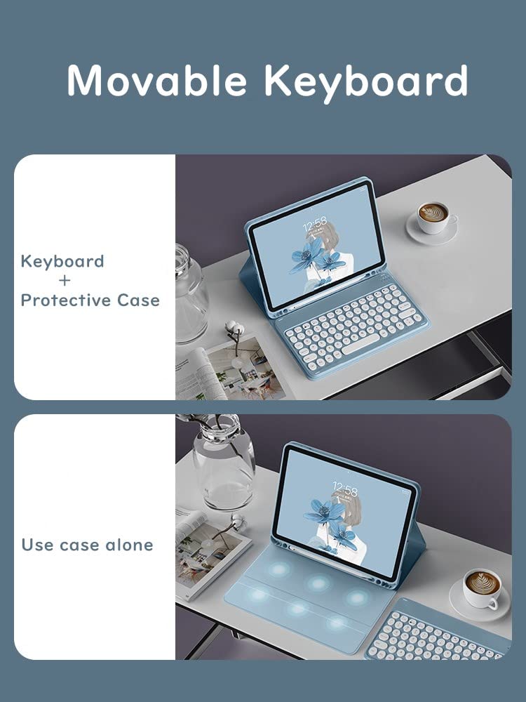 2021 New Ipad 10.2 Inch Ipad 9Th 8Th 7Th Generation Air 3Rd Gen Pro 10.5 Keyboard Case Cute Round Key Color Keyboard Wireless De