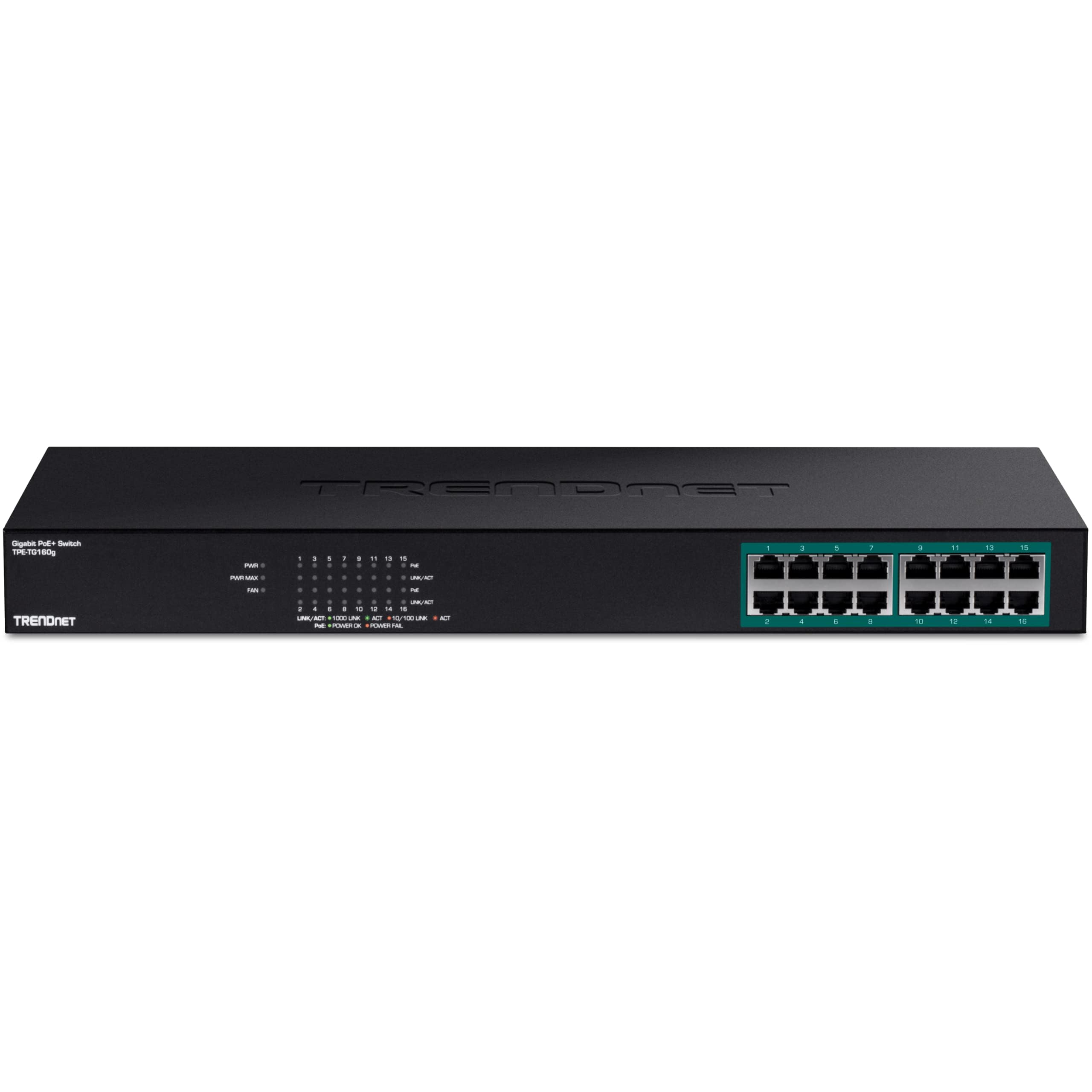 Trendnet 16 Port Gigabit Poe+ Switch, 16 X Gigabit Poe+ Ports, 246W Poe Power Budget, 32 Gbps Switching Capacity, Desktop Switch