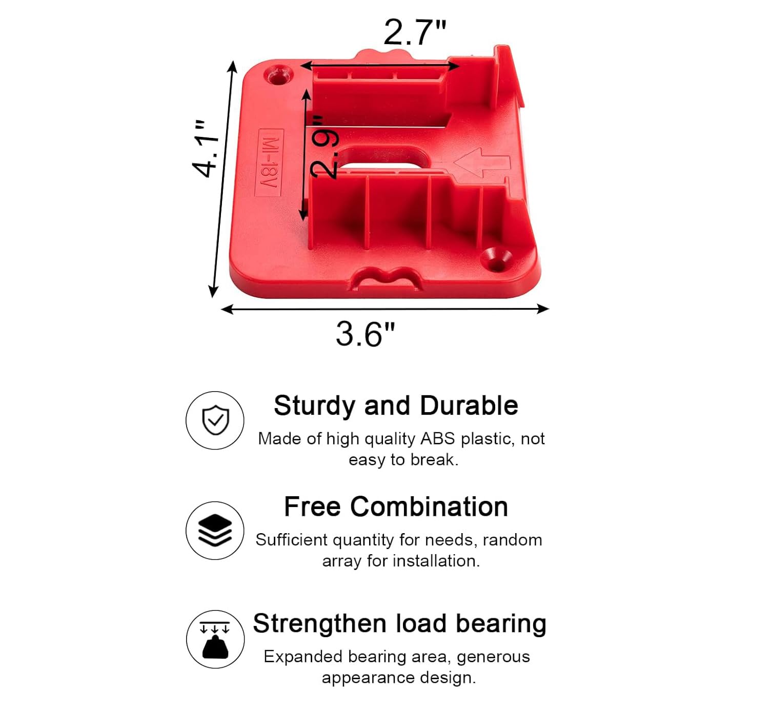 Crivnhar 5 Pack Battery Holder Compatible For Milwaukee 18V Battery Mounts Dock Holder Work For M18 48 11 1815 48 11 1828 48 11