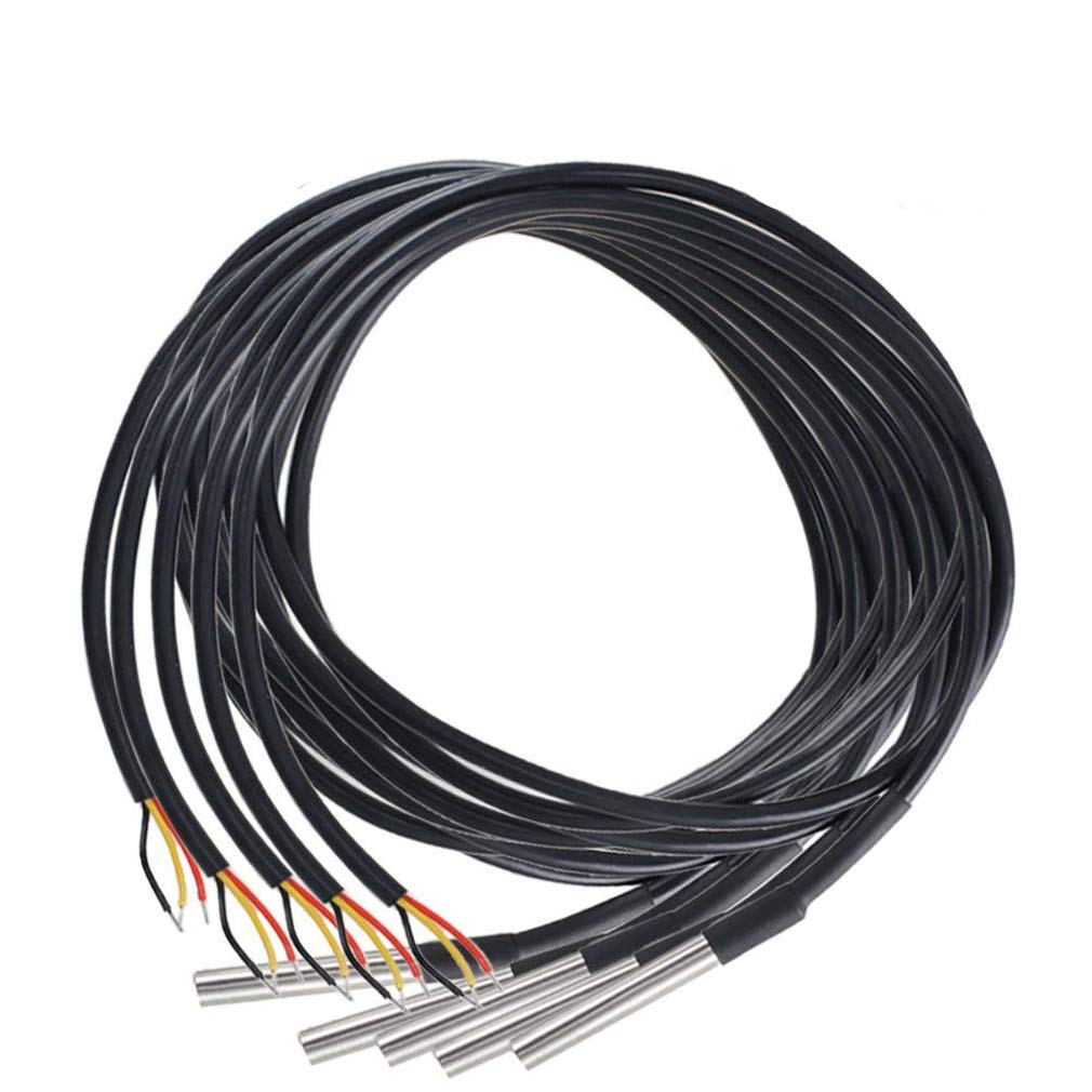 Hiletgo 5Pcs Ds18B20 Temperature Sensor Temperature Probe Stainless Steel Package Waterproof 1M