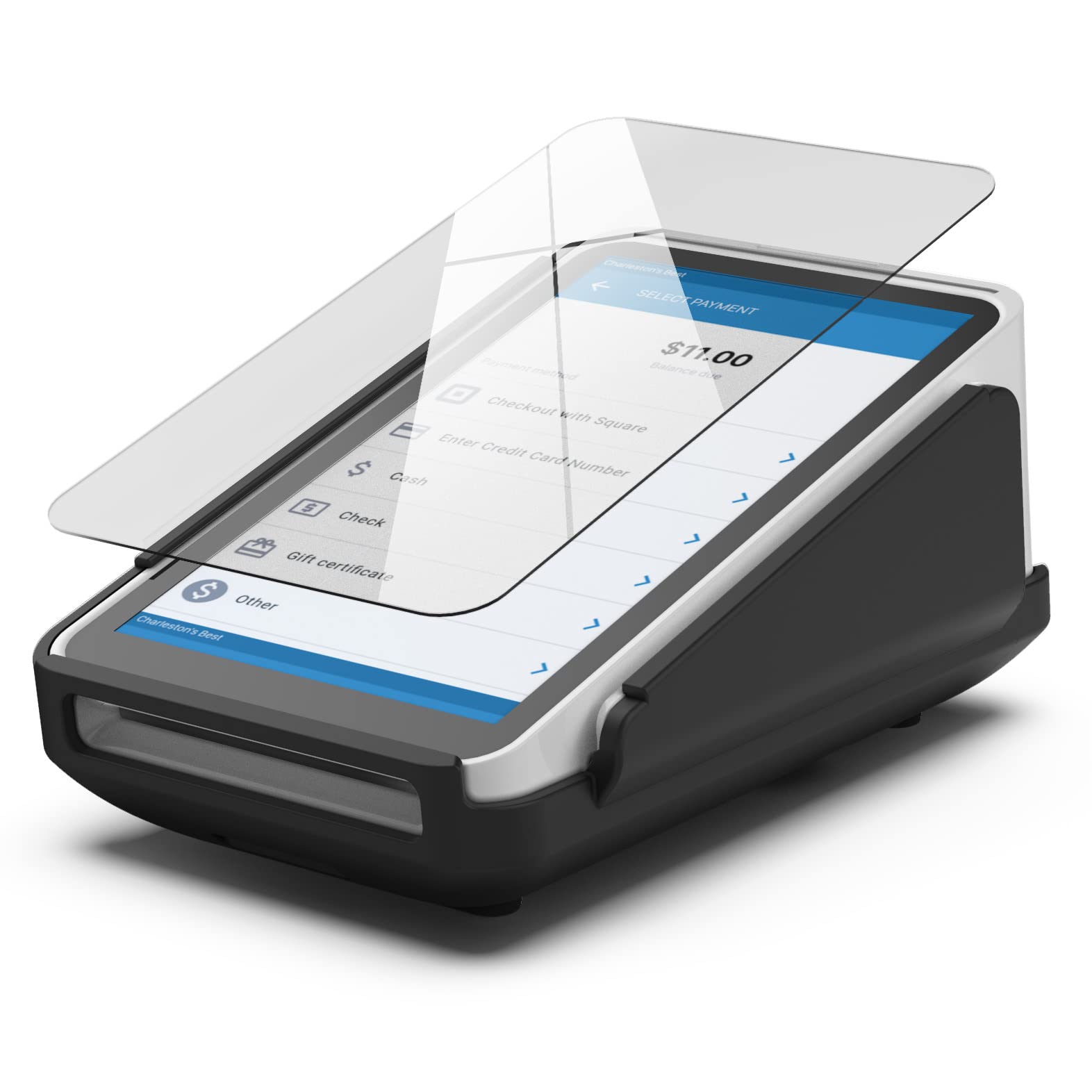 ENCASED Protective Case and Screen Protector for Square Terminal Card Reader - Rubberized Hard Casing with Non-Slip Base and Tem