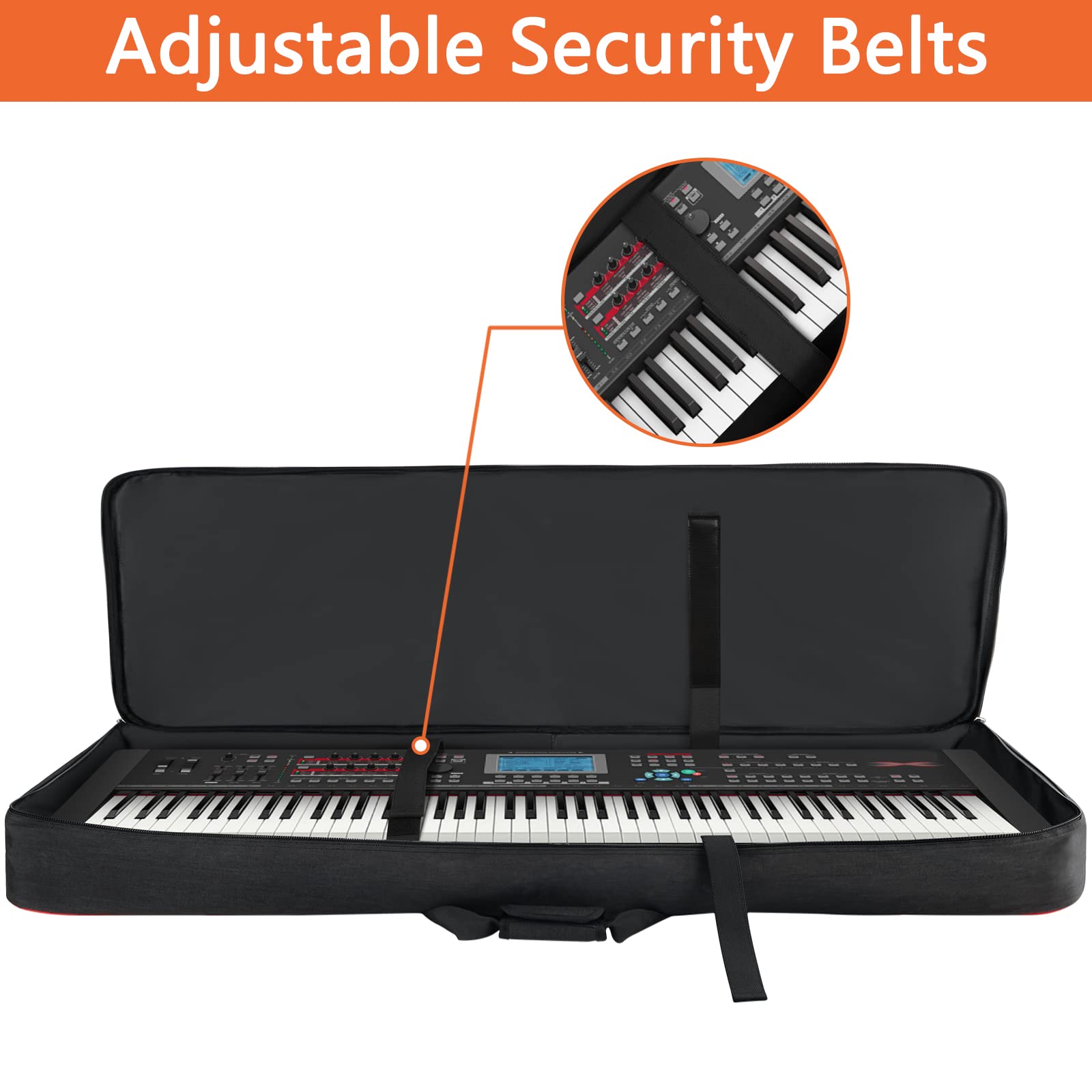 Snigjat 88 Key Keyboard Case Soft (Size: 53.5''X13.8''X6.8''), Padded Piano Case With Handle And Adjustable Shoulder Straps, Key