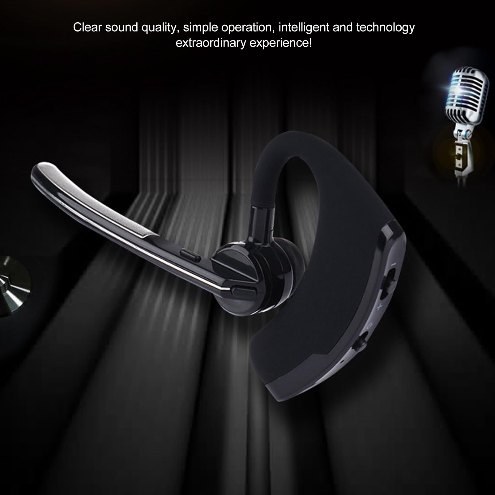 Single Ear Headset, Noise Canceling Bluetooth Single Ear Earpiece With Mic, 180 Degree Adjustable Wireless Earphone For Driving
