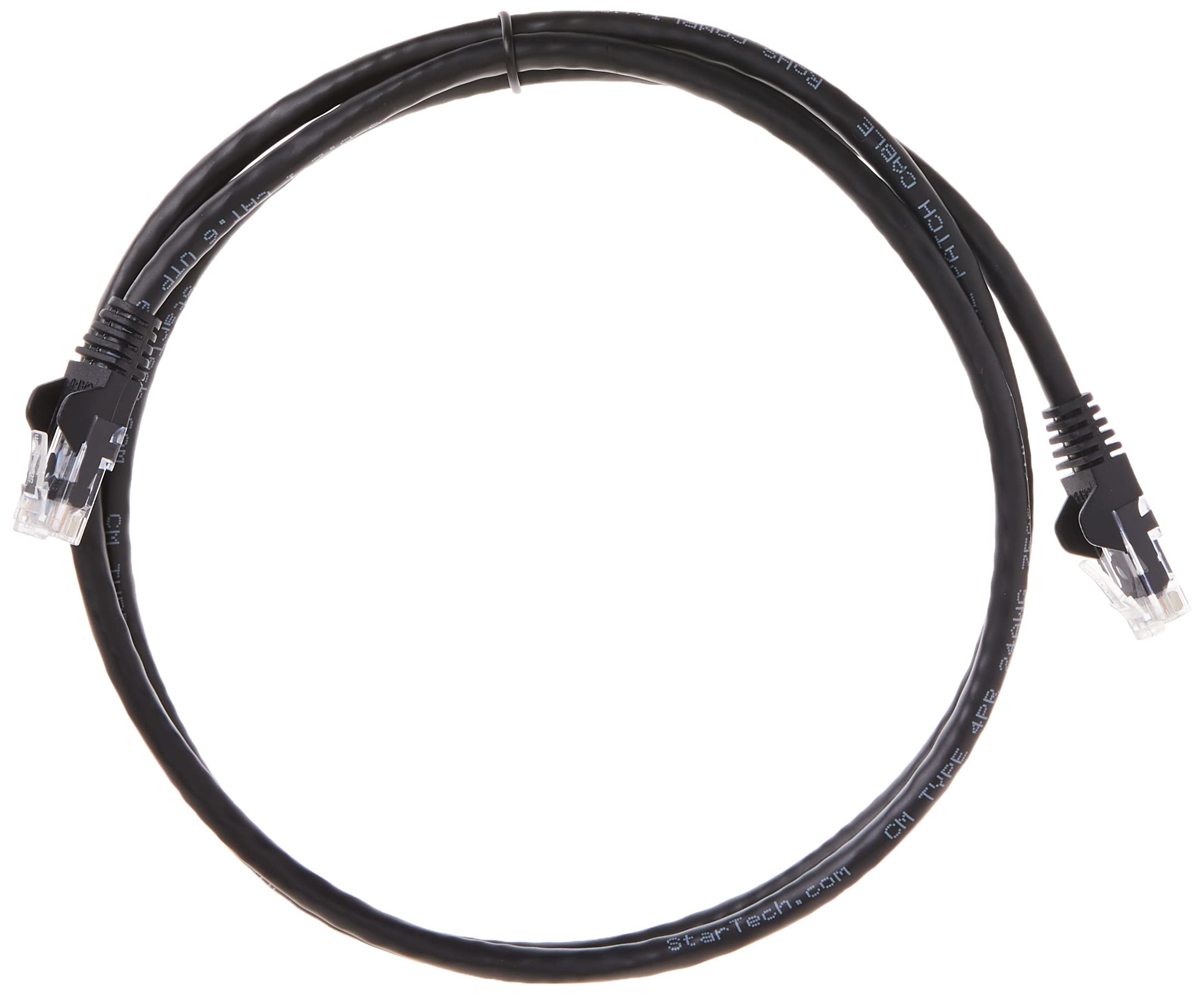 StarTech.com 4ft CAT6 Ethernet Cable   Black CAT 6 Gigabit Ethernet Wire  650MHz 100W PoE RJ45 UTP Network/Patch Cord Snagless w/Strain Relief Fluke Tested/Wiring is UL Certified/TIA (N6PATCH4BK)