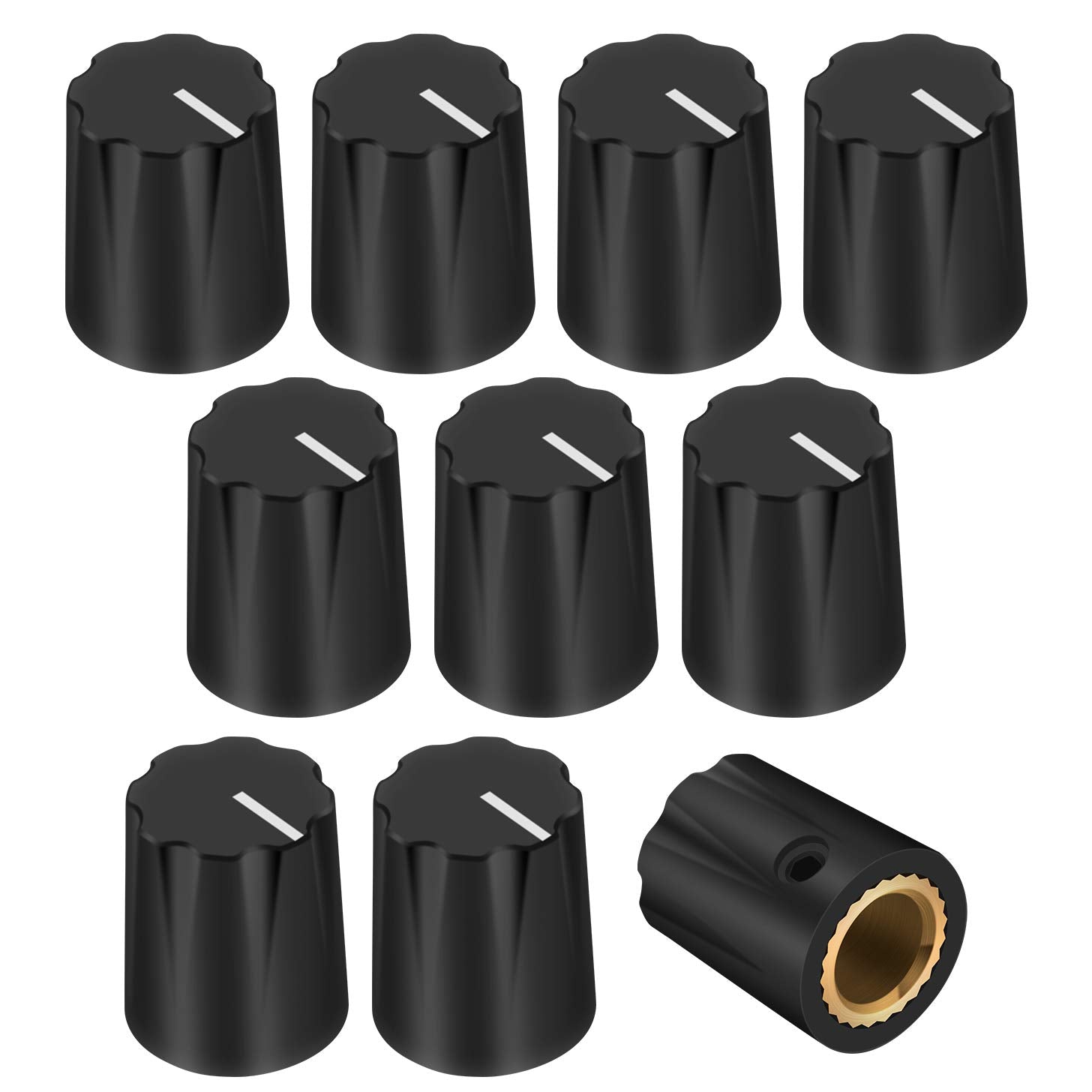 Daiertek 10Pcs Black Davies 1900H Clone Guitar Effect Pedal Knob 1/4 Shaft Set Screw For Amplifier Amp Boss Volume Control