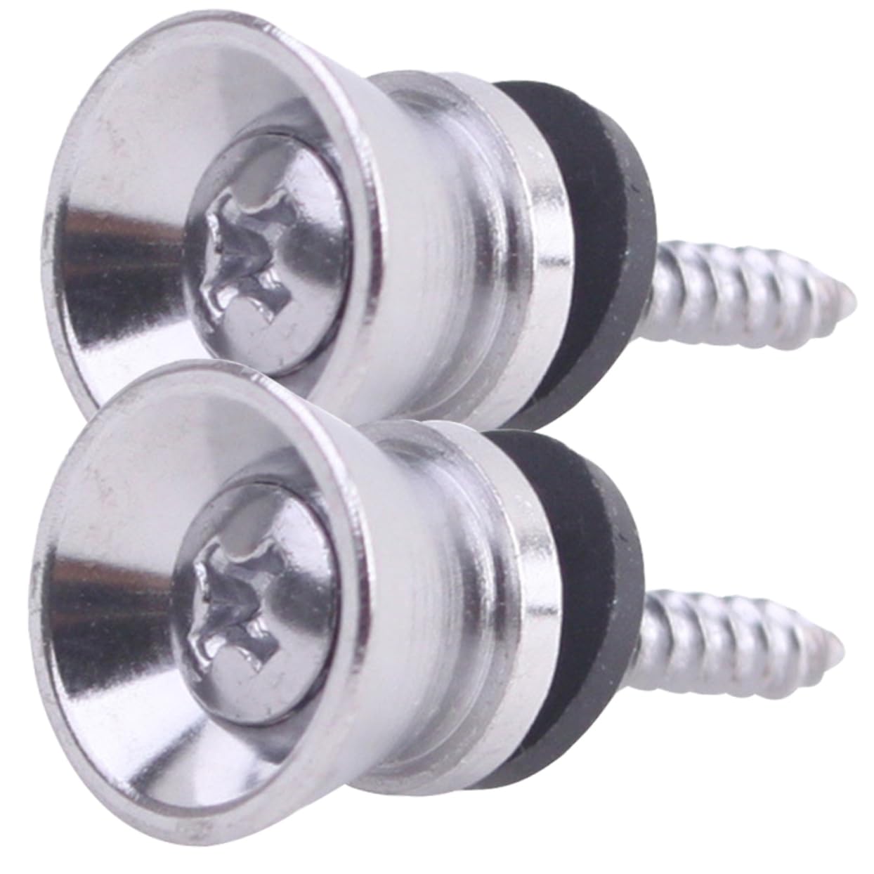 Yardwe 2pcs Mushroom Metal Guitar Strap Buttons Washers and Screws Locking Strap Nails for Guitar and Bass Easy to Install and S