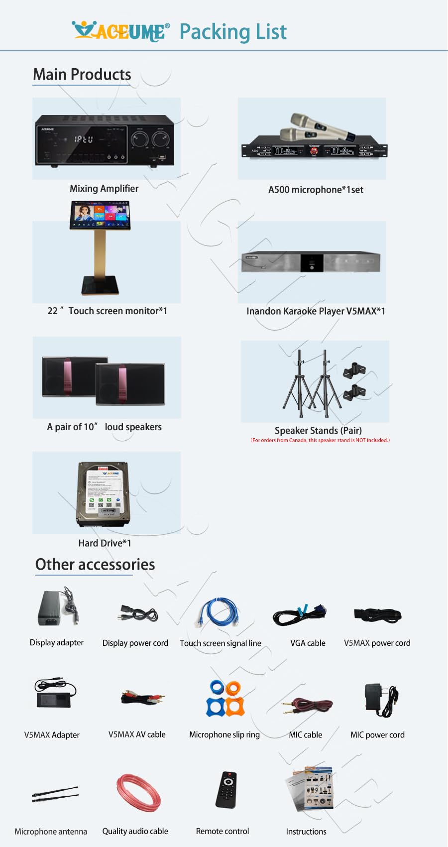 ACEUME Karaoke Machine - TSRINK520-16TB 22" All-in-One KTV Audio Set for Home Use