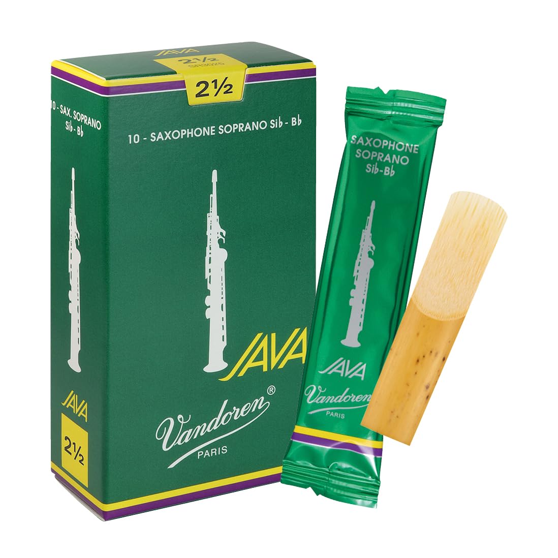 Vandoren Sr3025 Soprano Sax Java Reeds Strength 2.5; Box Of 10