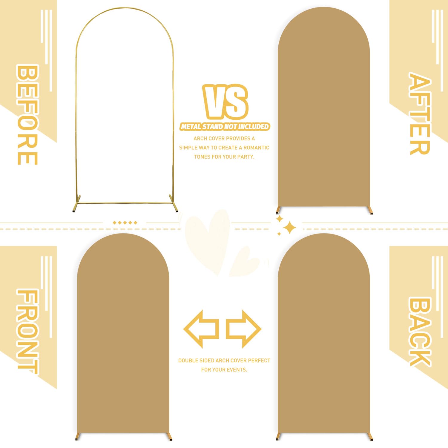 Fuhsy Brown Arch Cover 6Ft Chiara Arch Backdrop Stand Cover Double Sided Tan Arch Cover Spandex Arch Backdrop Covers Balloon Arc