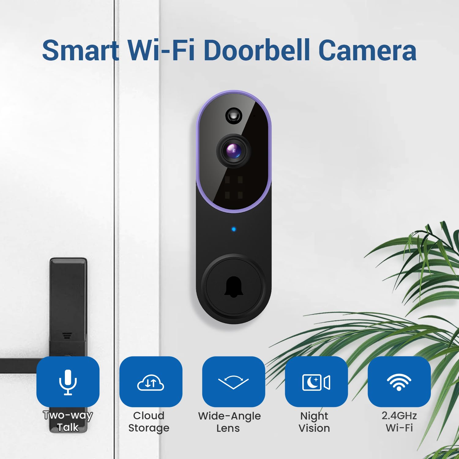 Guggre 1080P Wireless Video Doorbell Camera, Ai Human Detection, Cloud Storage, Two-Way Audio, 2.4Ghz Wi-Fi Support, Real-Time A