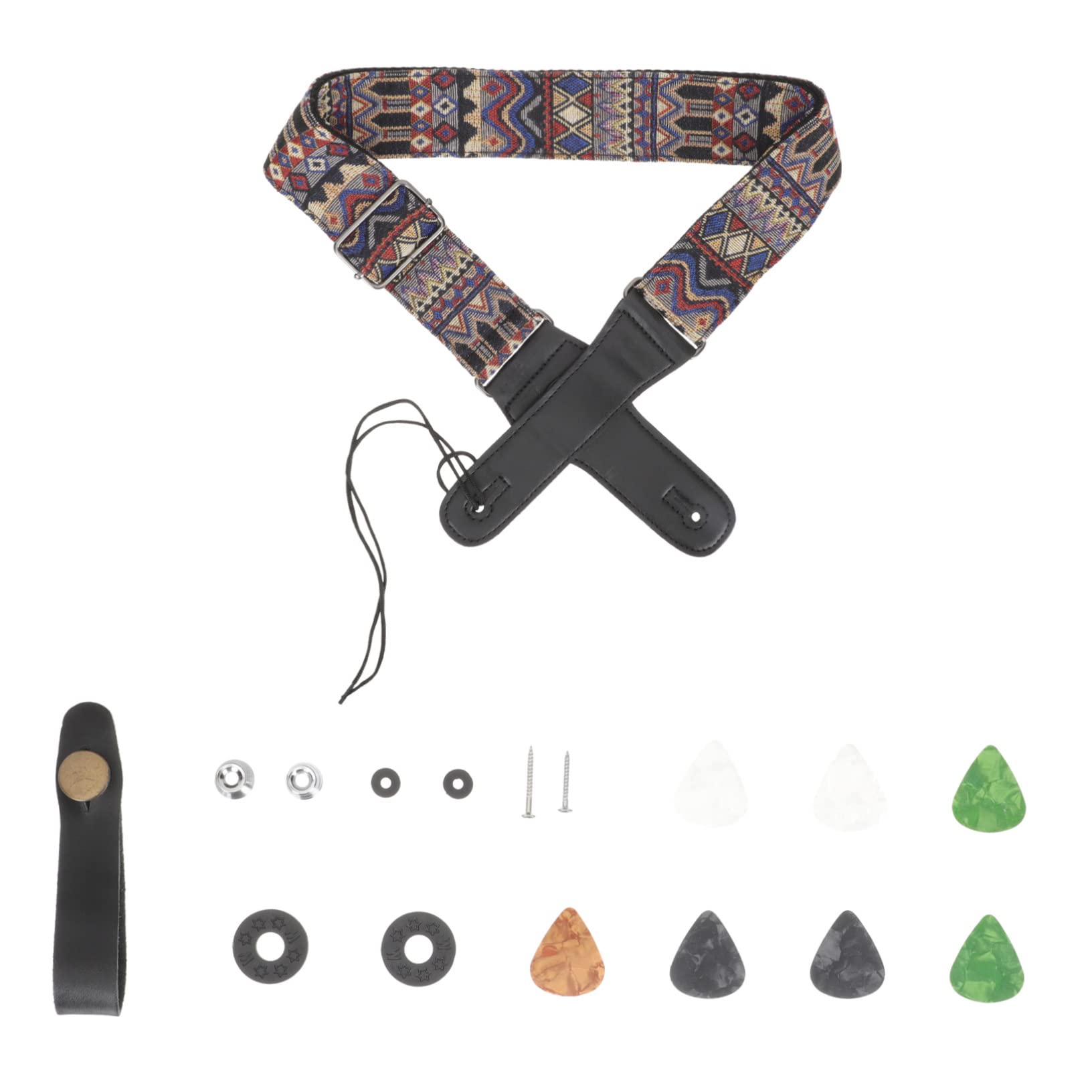 Milisten 1 Set Guitar Strap Set Electric Guitar Picks Ukelele Strap Ukelele Pick Tribal Guitar Belt Bass Guitar Strap Leather Gu