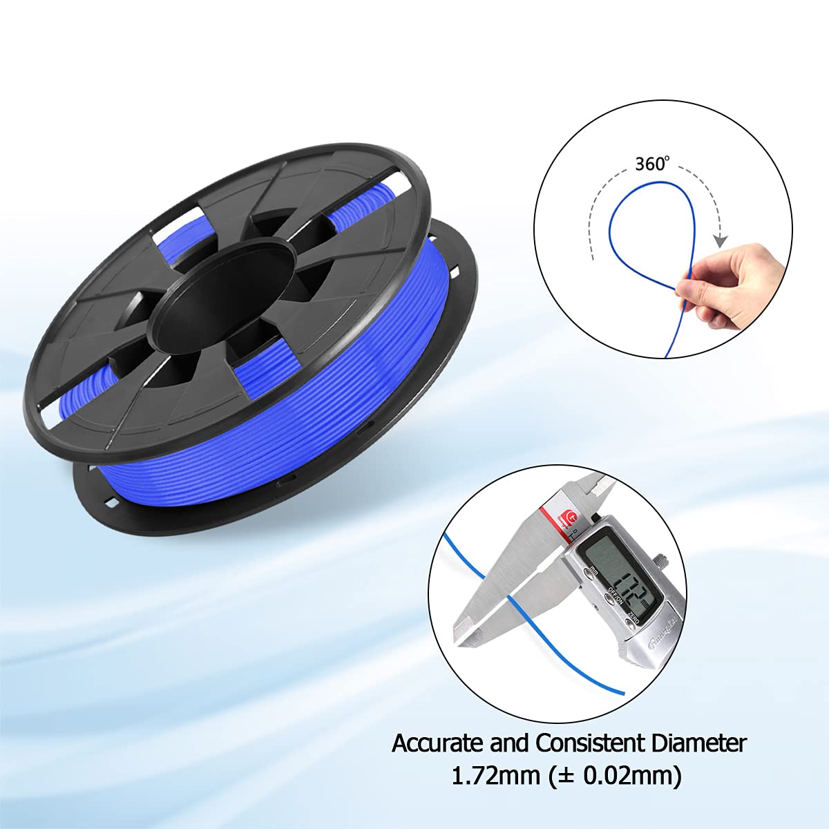 3D Printer Filament, 1.75Mm Pla 3D Printing Filament In Total 2 Kg, Dimensional Accuracy +/  0.03 Mm Widely Compatible For 3D Pr