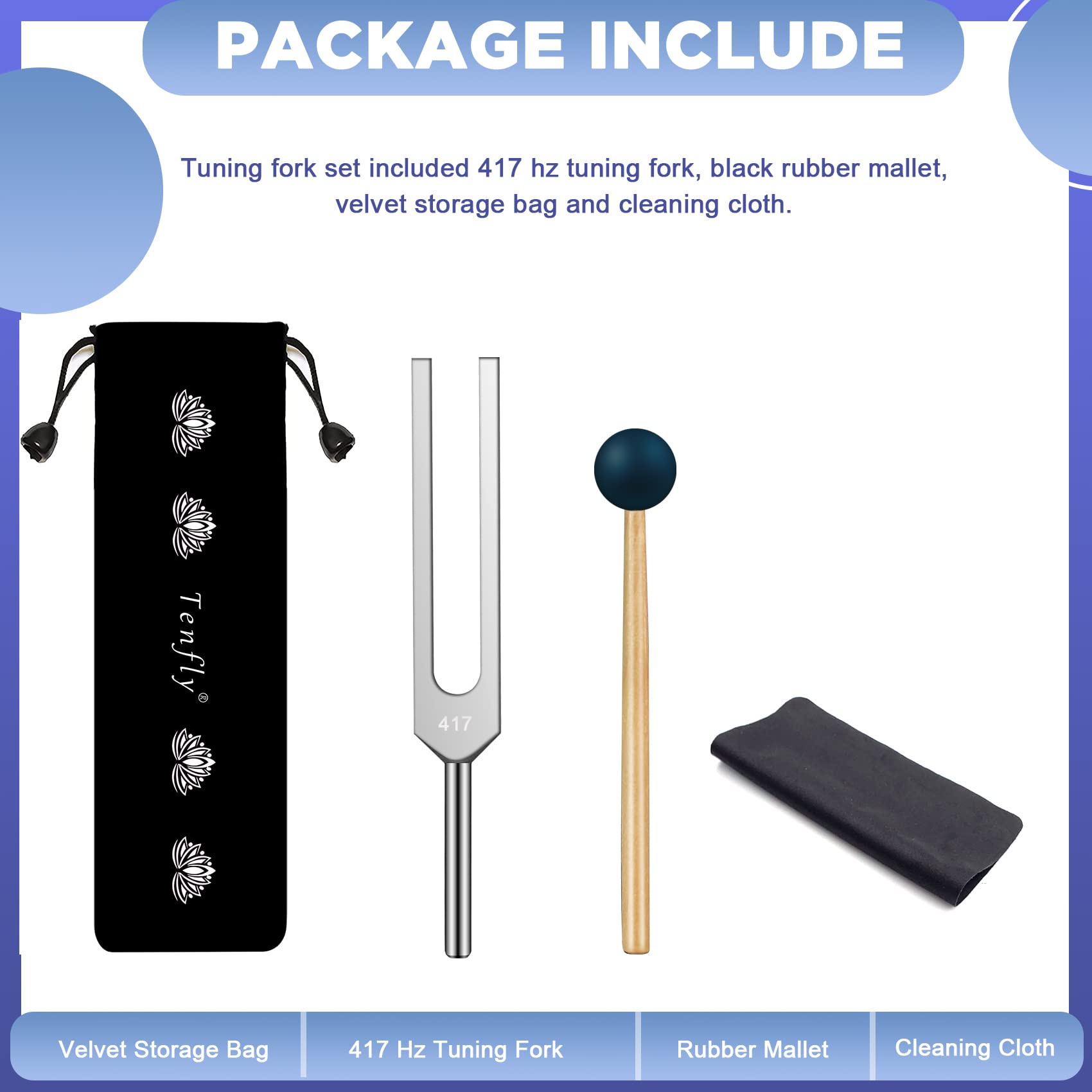 Tenfly 417 Hz Tuning Fork Set, Aluminum Alloy Tuning Fork For Healing, Chakra, Sound Therapy, Keep Body, Mind And Spirit In Perf