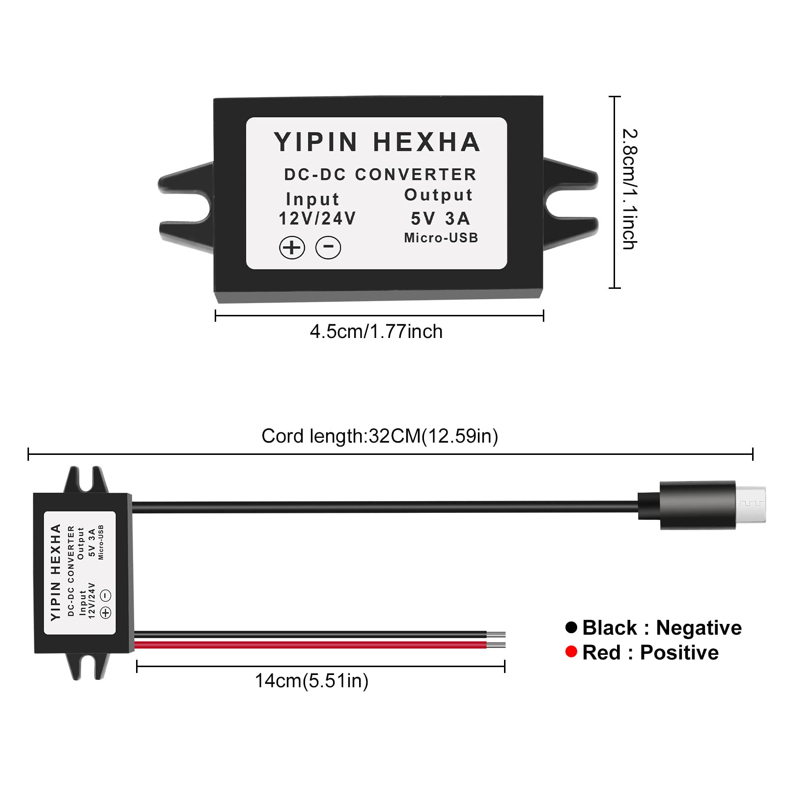 Dc Dc12V 24V To 5V 3A Micro Usb Buck Converter Module Step Down Power Adapter