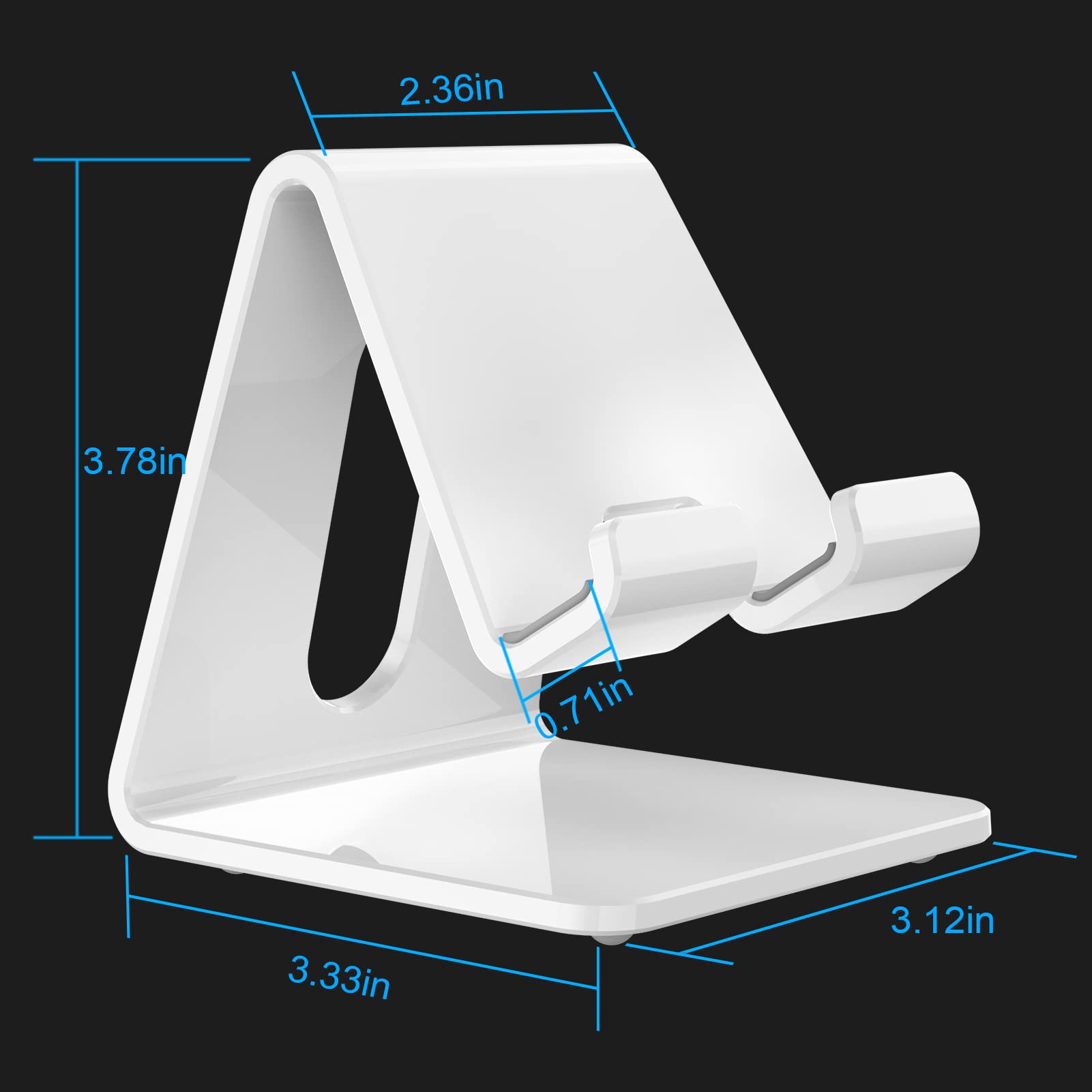 Crpich Acrylic Cell Phone Stand, Portable Phone Holder, White Phone Stand For Desk, Compatible With Phone15 14 13 12 Pro Max Min